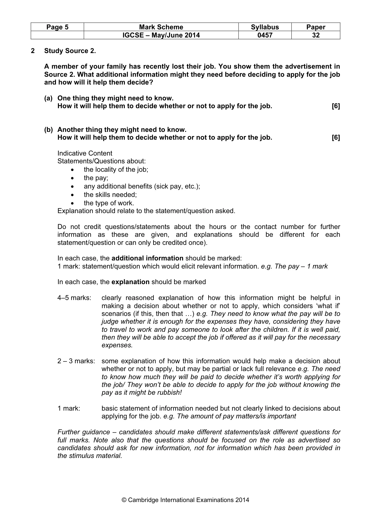 Mark scheme, page 5 of 11
