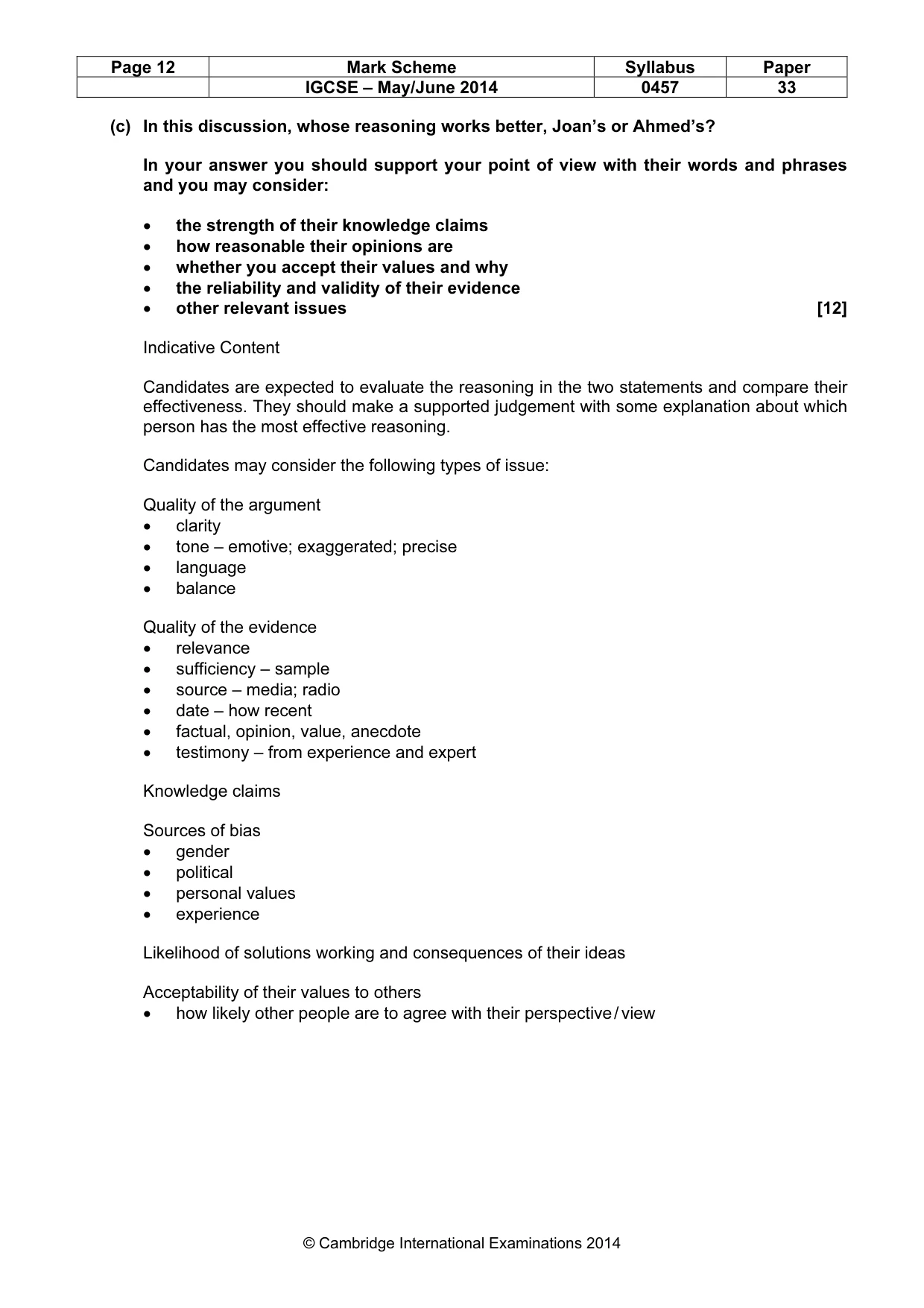 Mark scheme, page 12 of 15