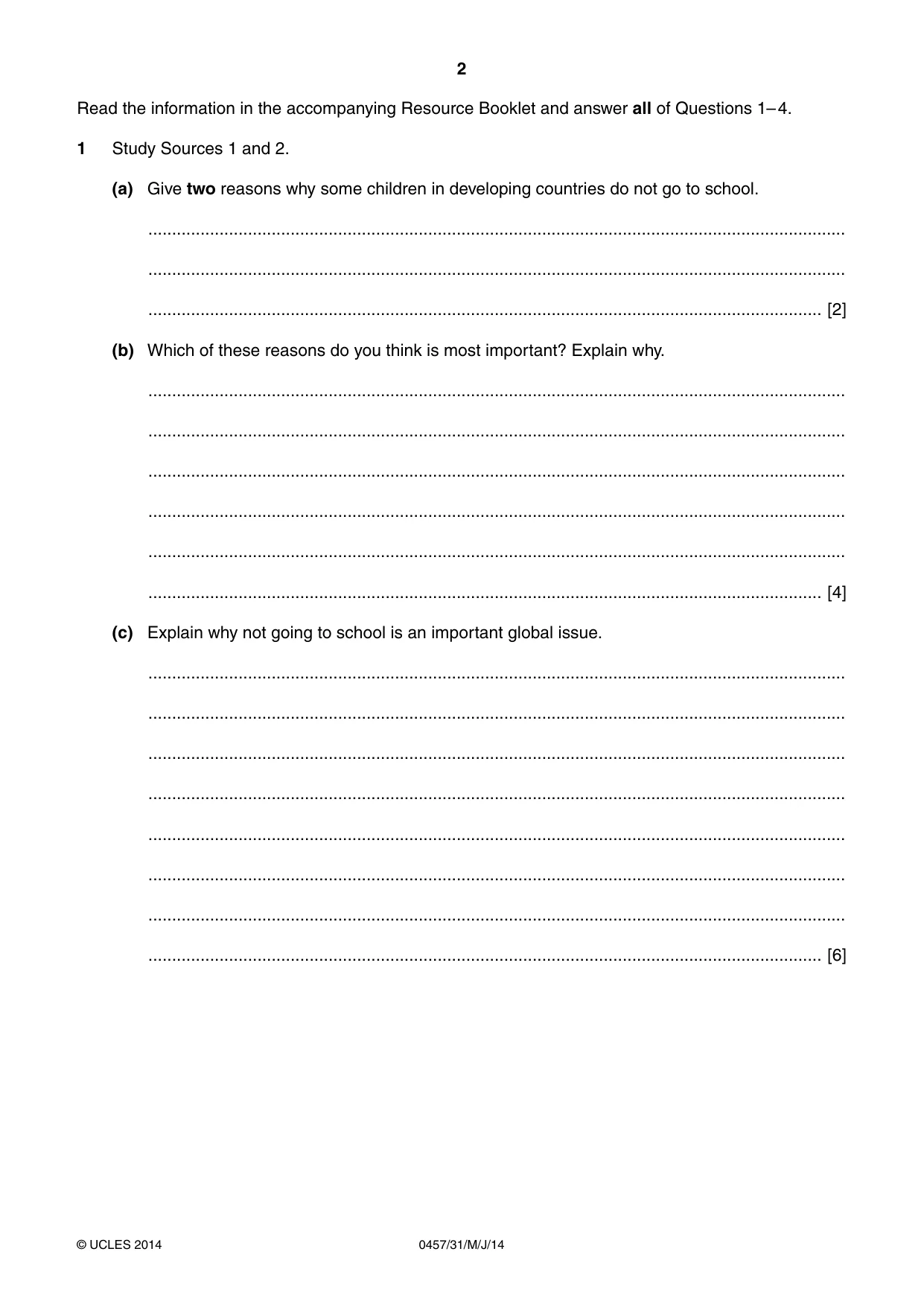 Cambridge IGCSE Global Perspectives 0457 2014 May/June Paper 3 · Variant 1 question paper, page 2 of 8