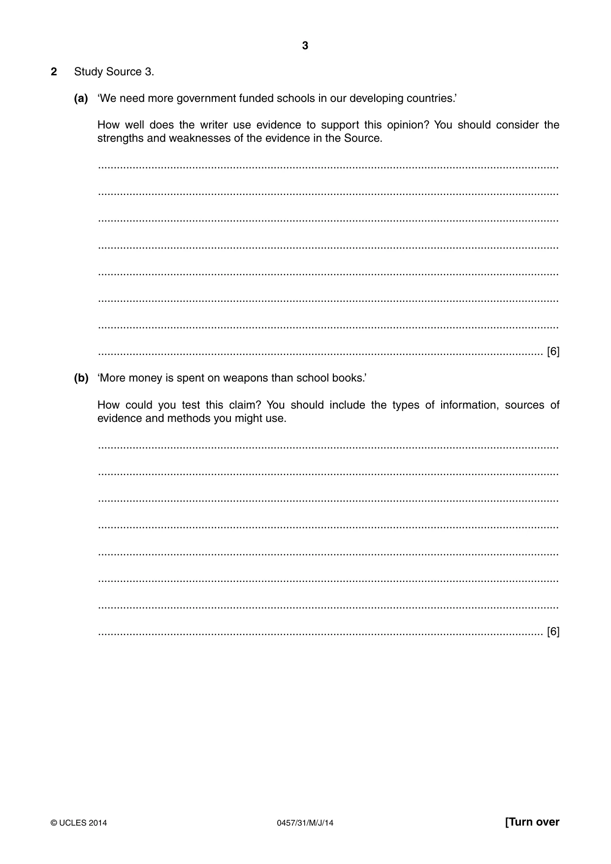 Cambridge IGCSE Global Perspectives 0457 2014 May/June Paper 3 · Variant 1 question paper, page 3 of 8