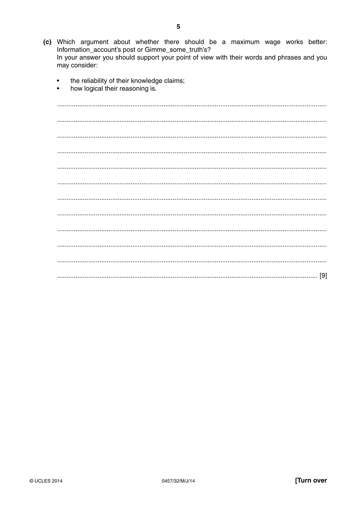 Cambridge IGCSE Global Perspectives 0457 2014 May/June Paper 3 · Variant 2 question paper, page 5 of 8