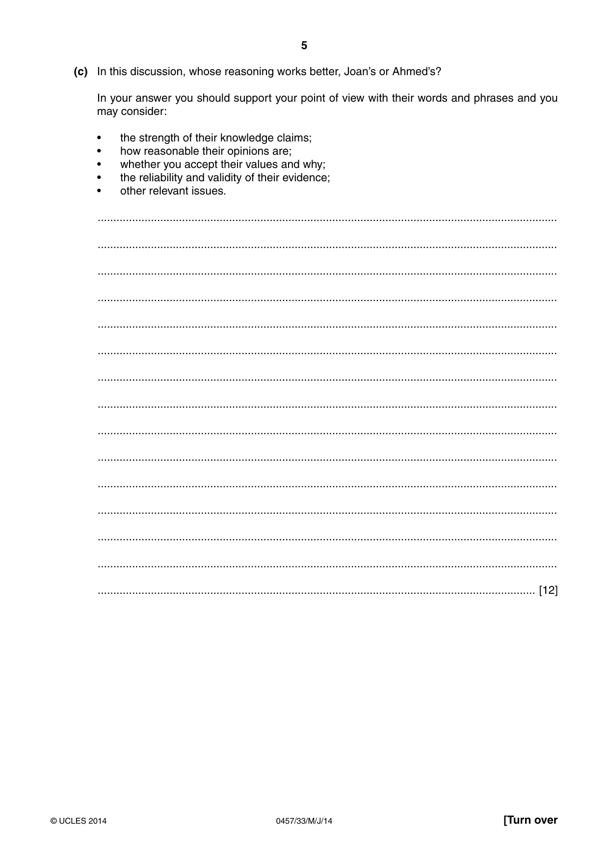 Cambridge IGCSE Global Perspectives 0457 2014 May/June Paper 3 · Variant 3 question paper, page 5 of 8