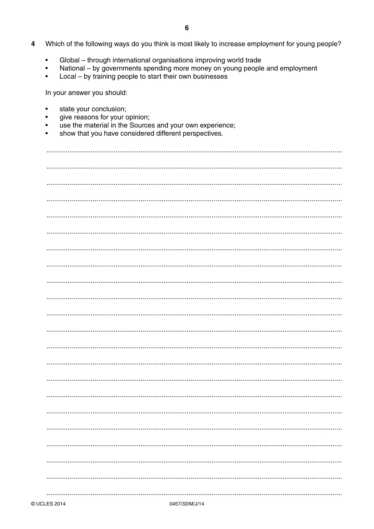 Cambridge IGCSE Global Perspectives 0457 2014 May/June Paper 3 · Variant 3 question paper, page 6 of 8