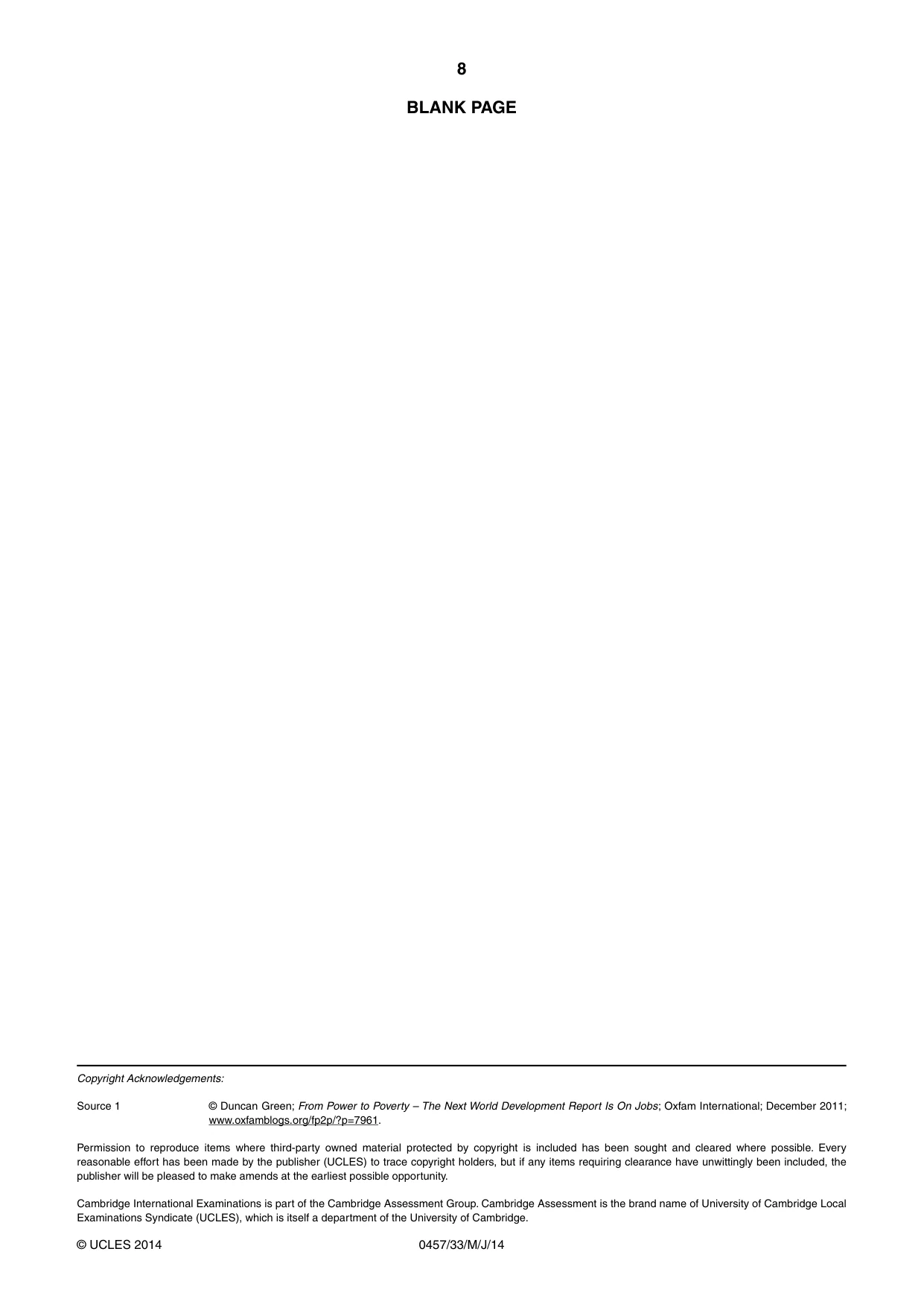 Cambridge IGCSE Global Perspectives 0457 2014 May/June Paper 3 · Variant 3 question paper, page 8 of 8
