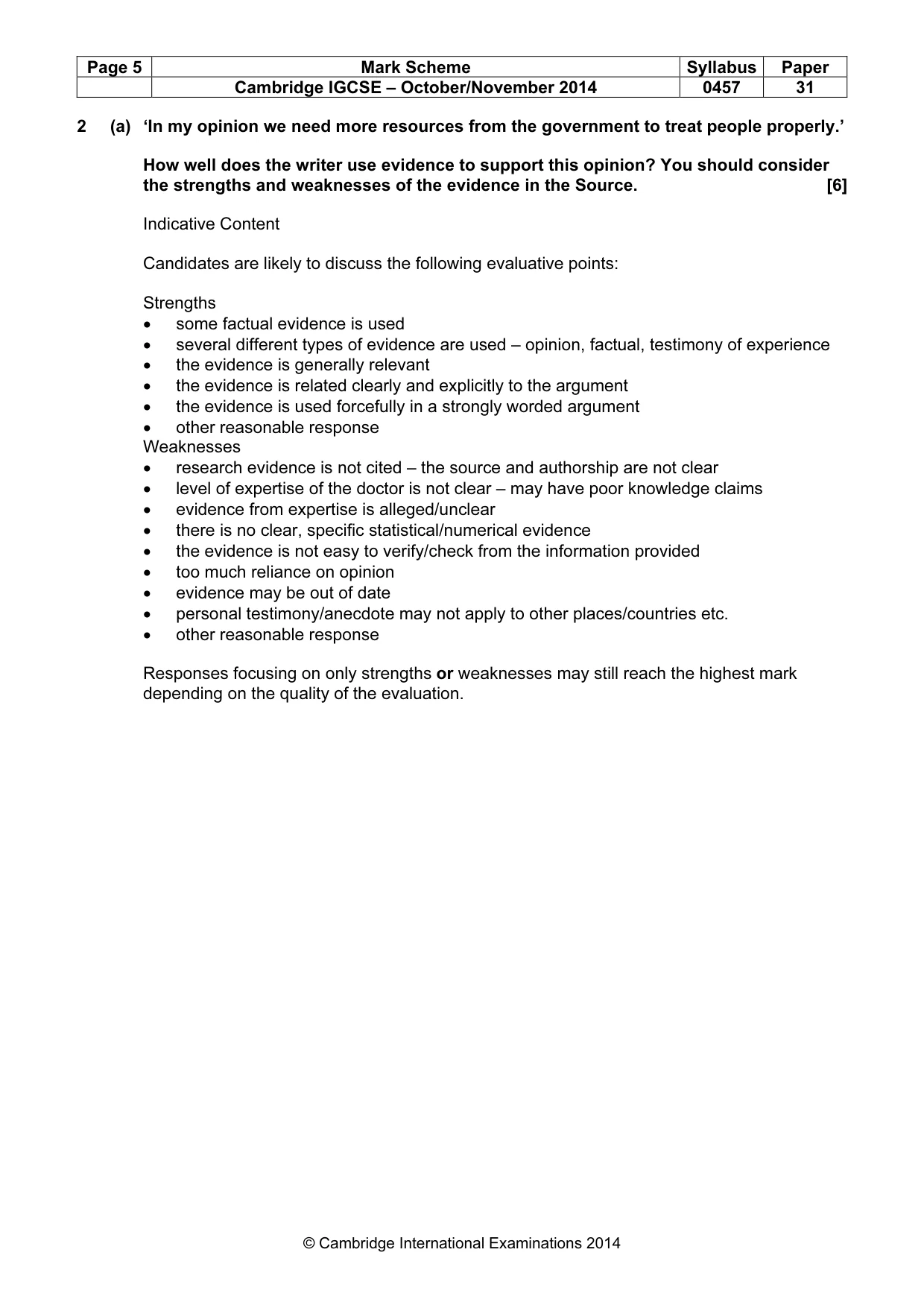Mark scheme, page 5 of 14