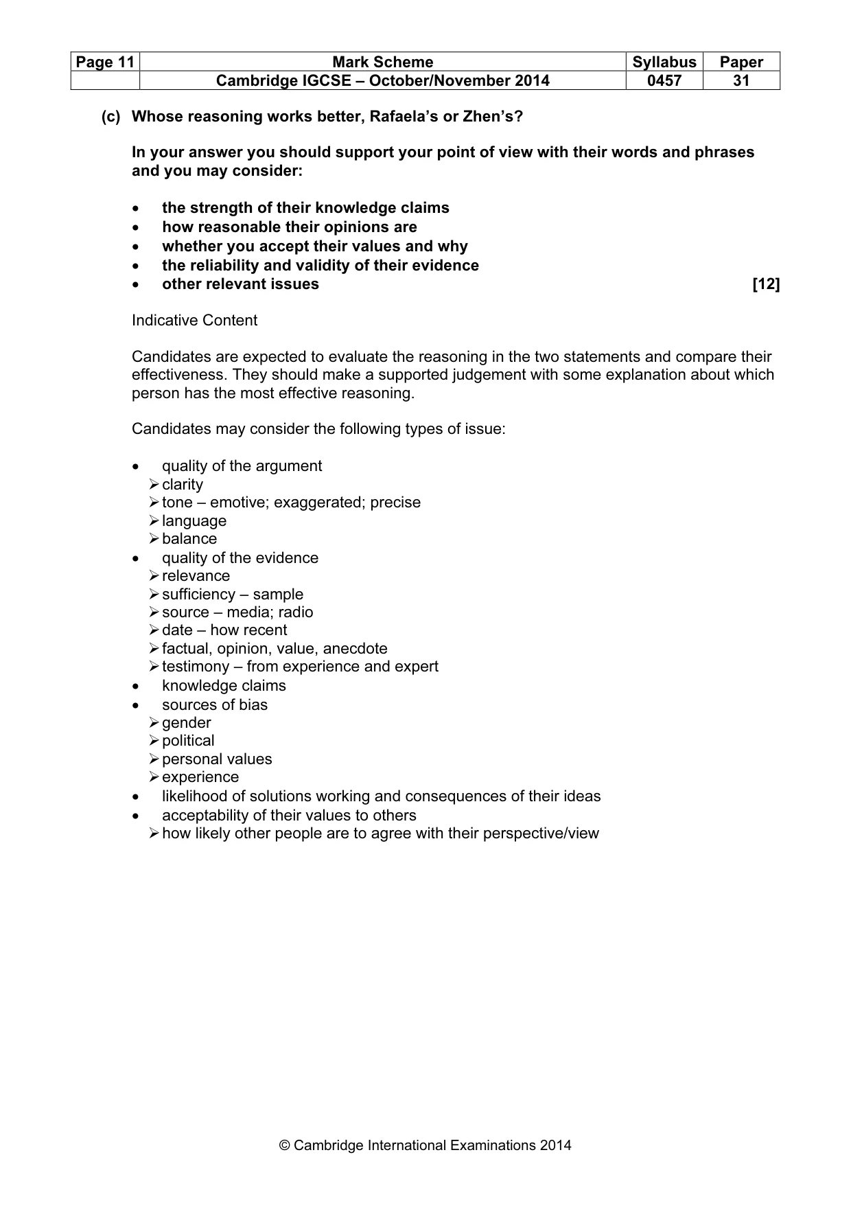 Mark scheme, page 11 of 14