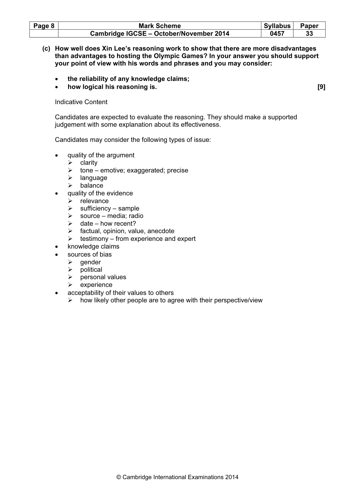Mark scheme, page 8 of 11