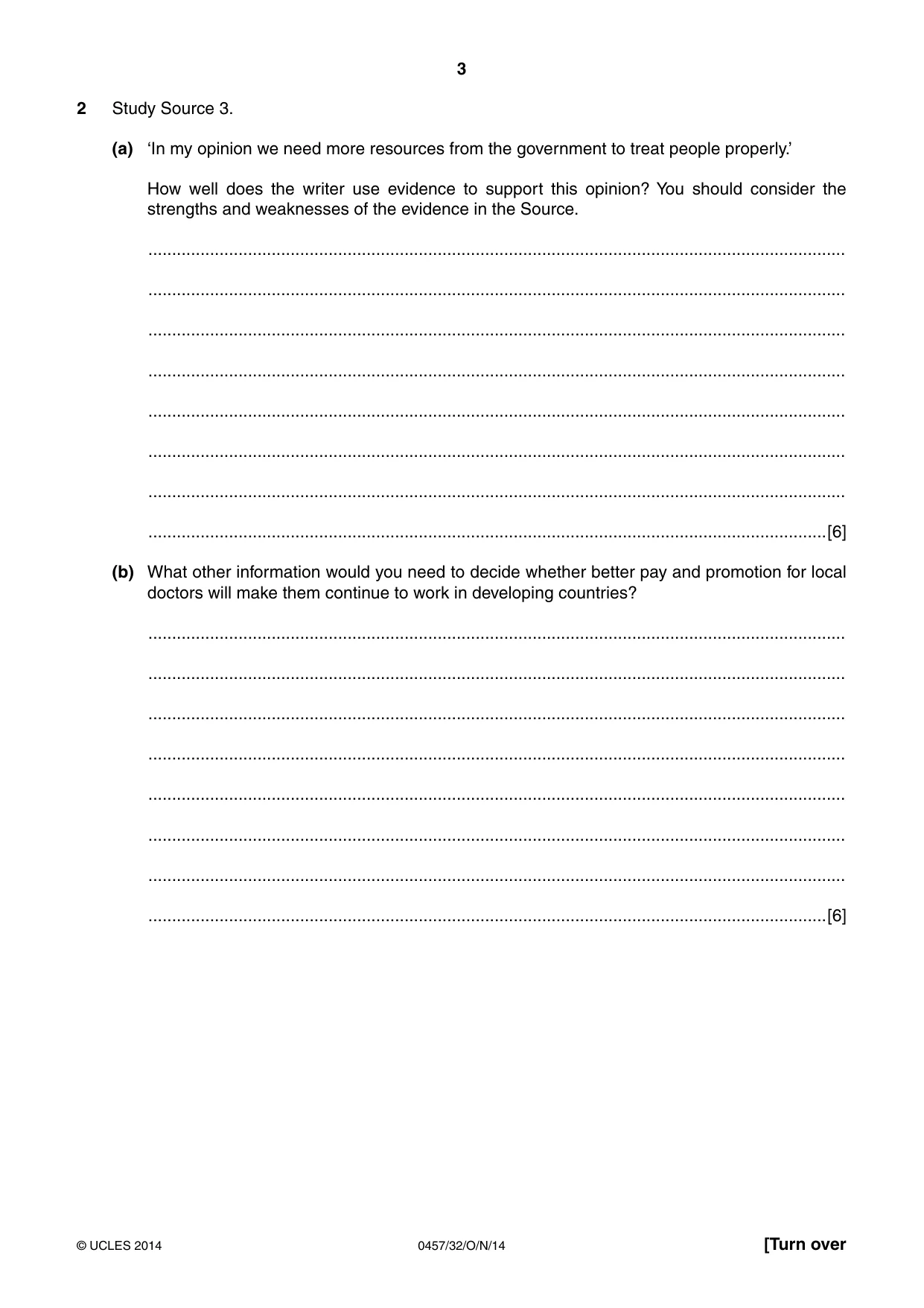 Cambridge IGCSE Global Perspectives 0457 2014 Oct/Nov Paper 3 · Variant 2 question paper, page 3 of 8