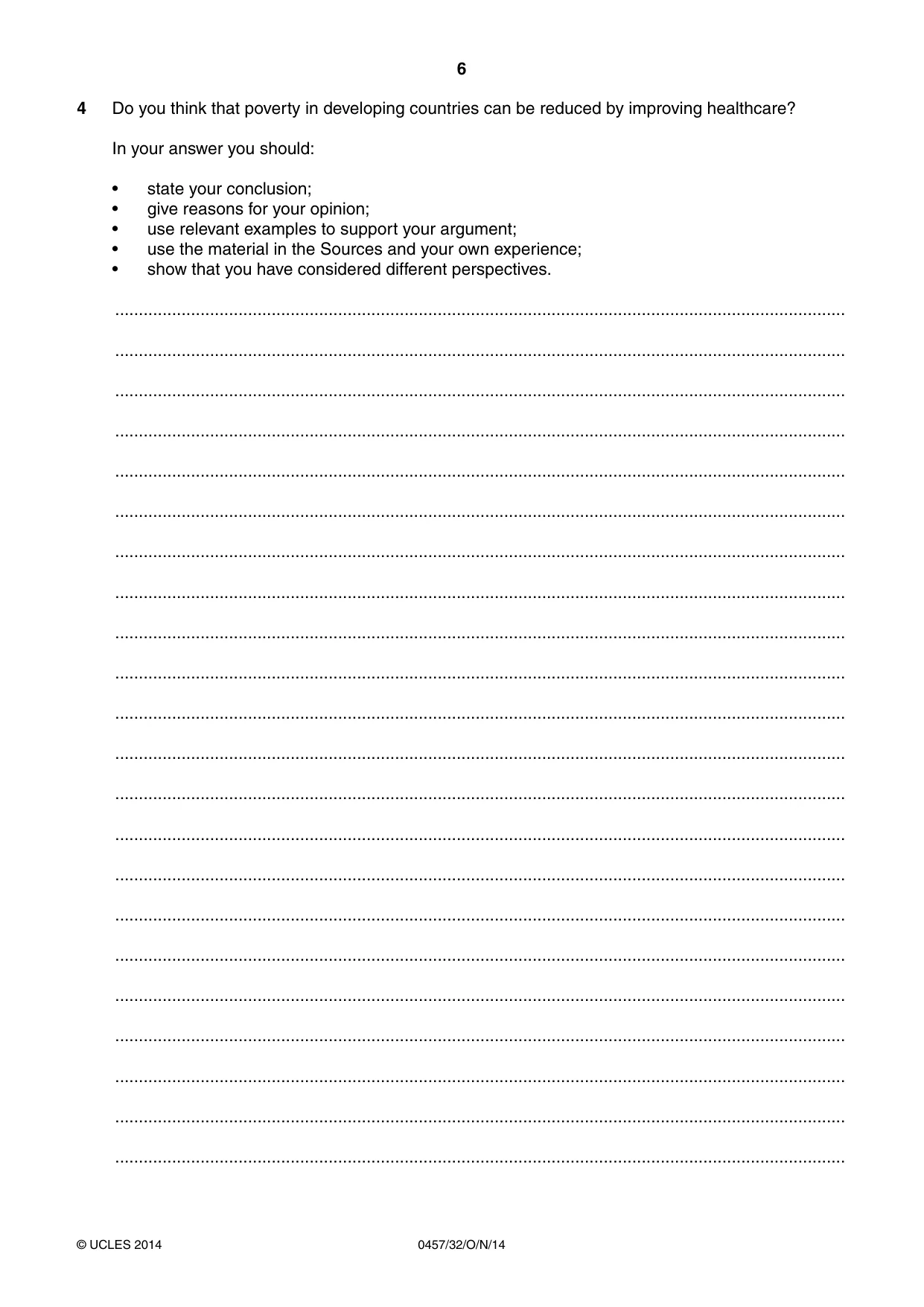 Cambridge IGCSE Global Perspectives 0457 2014 Oct/Nov Paper 3 · Variant 2 question paper, page 6 of 8