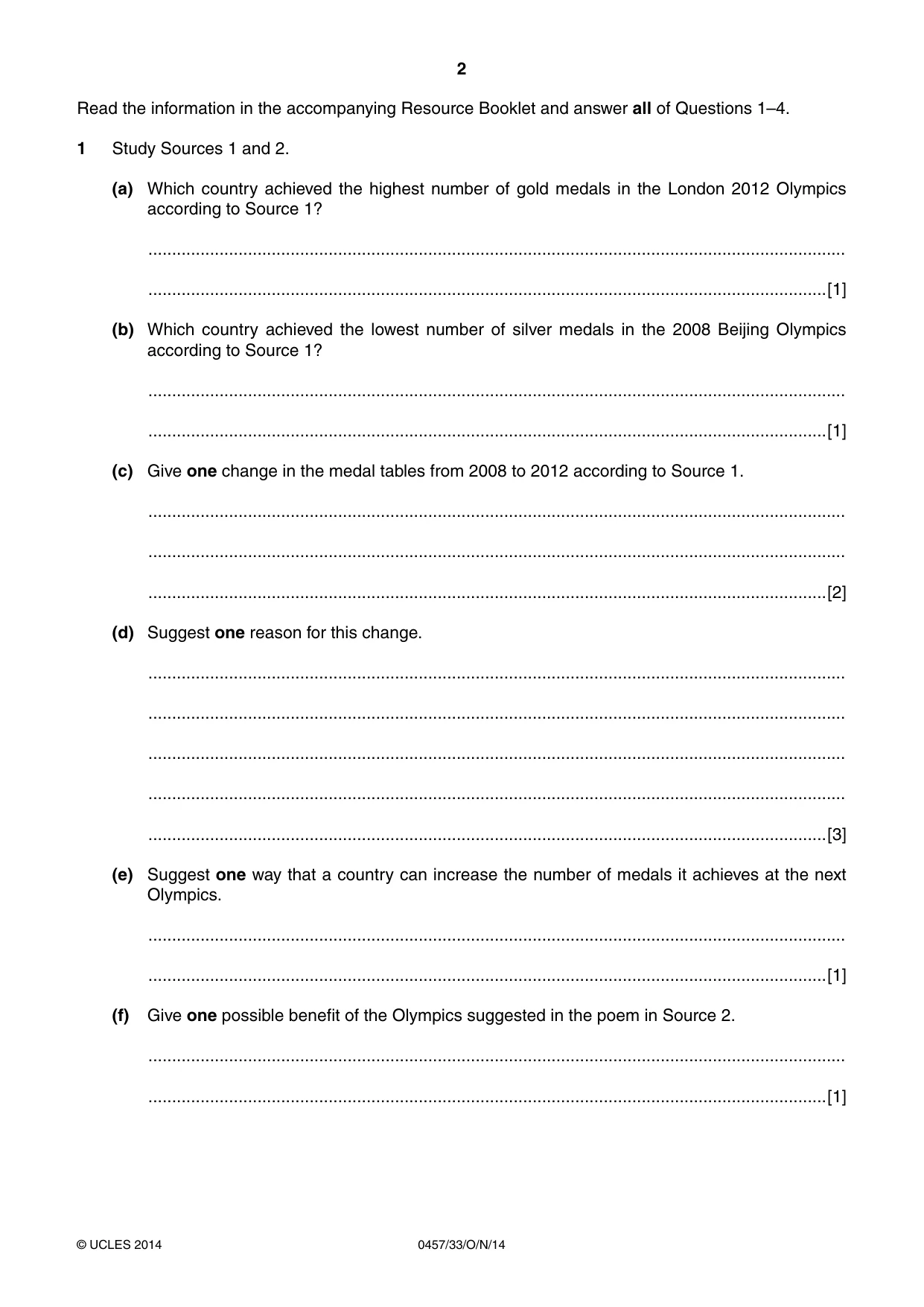 Cambridge IGCSE Global Perspectives 0457 2014 Oct/Nov Paper 3 · Variant 3 question paper, page 2 of 8