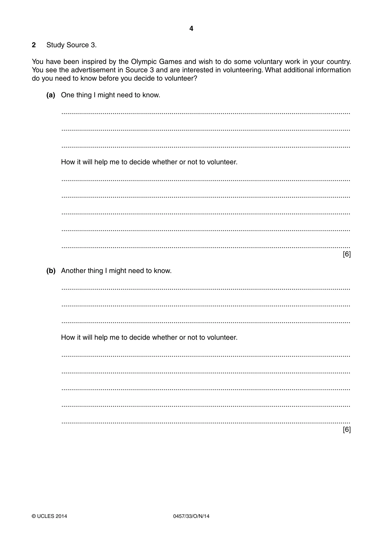 Cambridge IGCSE Global Perspectives 0457 2014 Oct/Nov Paper 3 · Variant 3 question paper, page 4 of 8