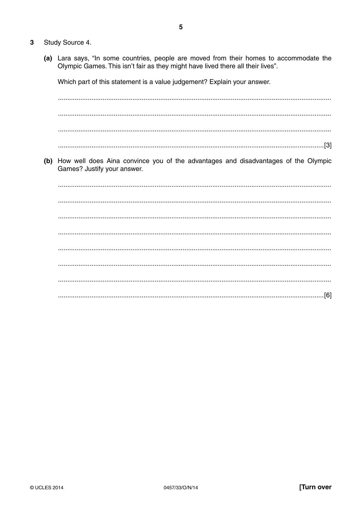 Cambridge IGCSE Global Perspectives 0457 2014 Oct/Nov Paper 3 · Variant 3 question paper, page 5 of 8