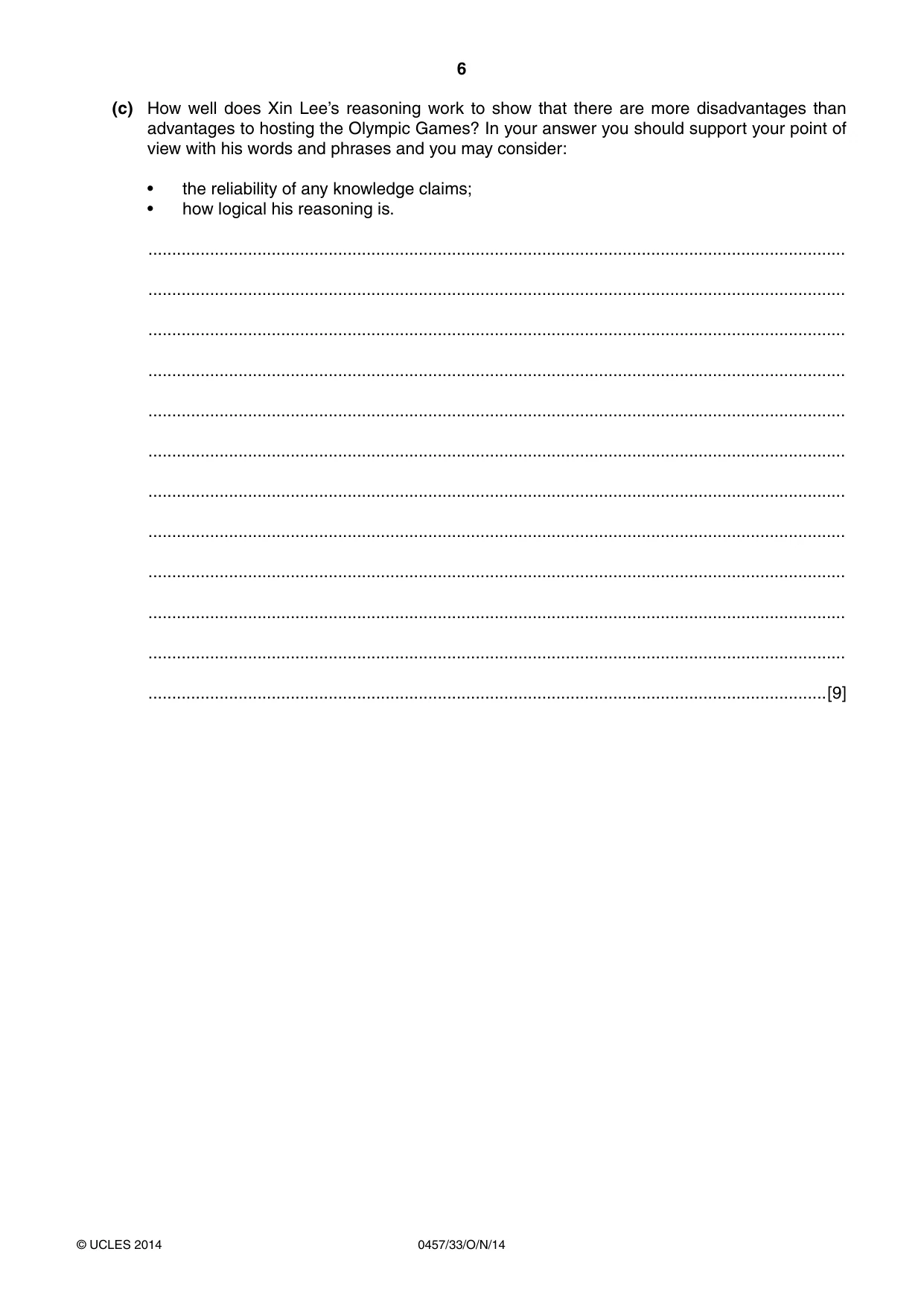 Cambridge IGCSE Global Perspectives 0457 2014 Oct/Nov Paper 3 · Variant 3 question paper, page 6 of 8