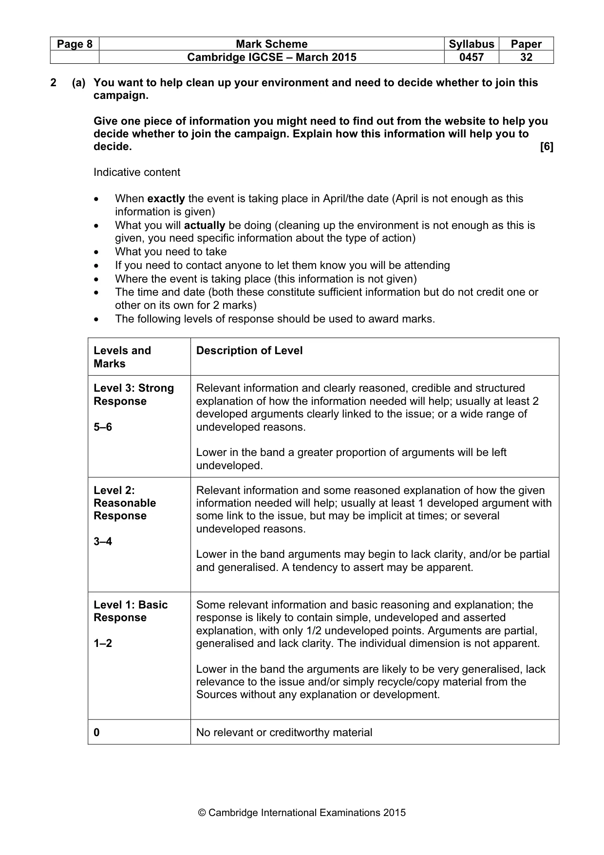 Mark scheme, page 8 of 15