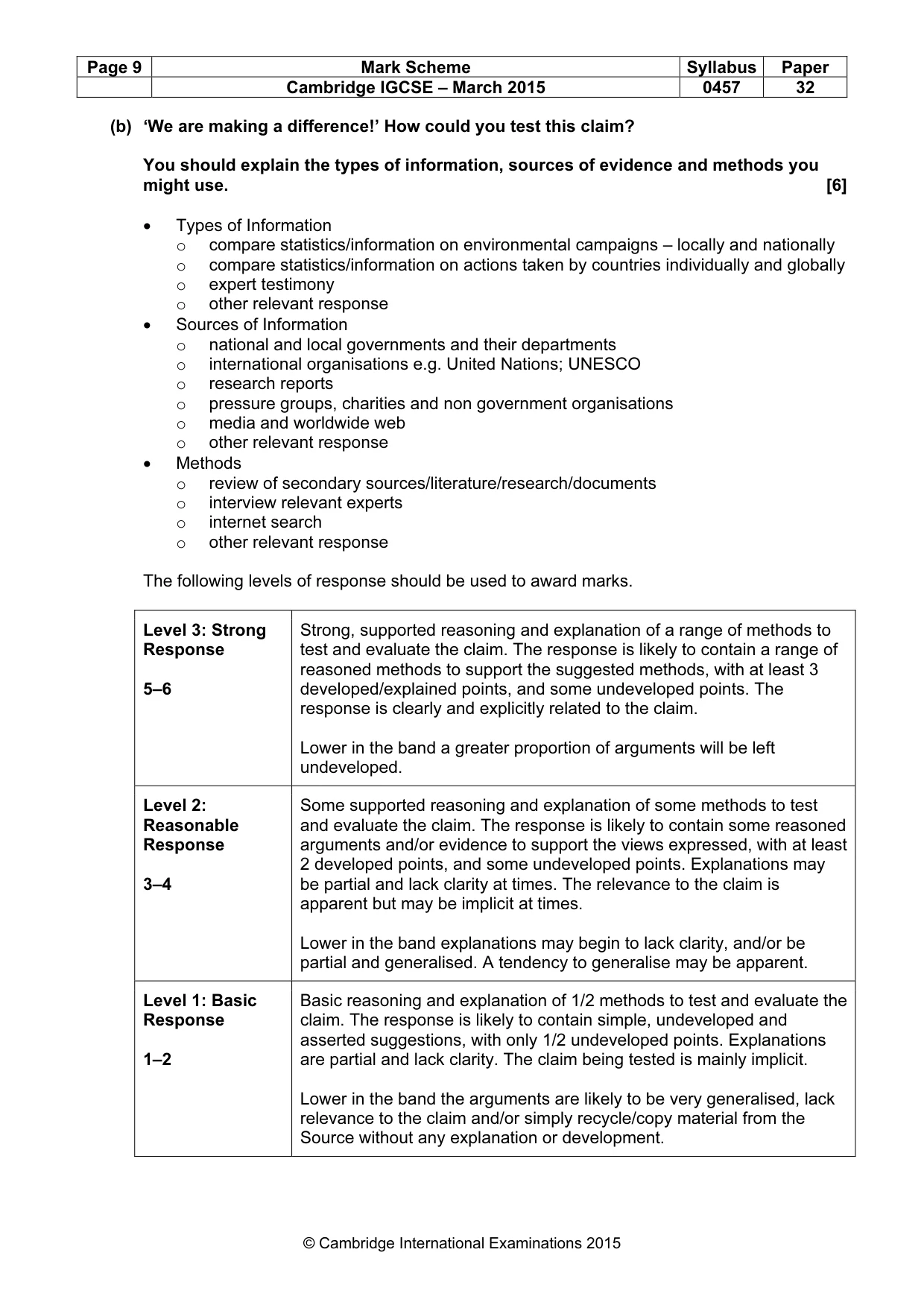 Mark scheme, page 9 of 15