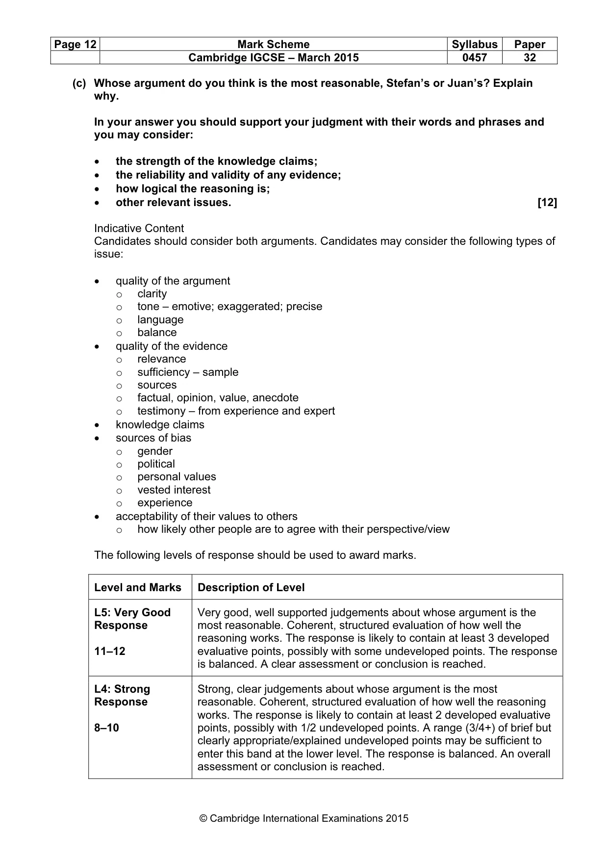Mark scheme, page 12 of 15