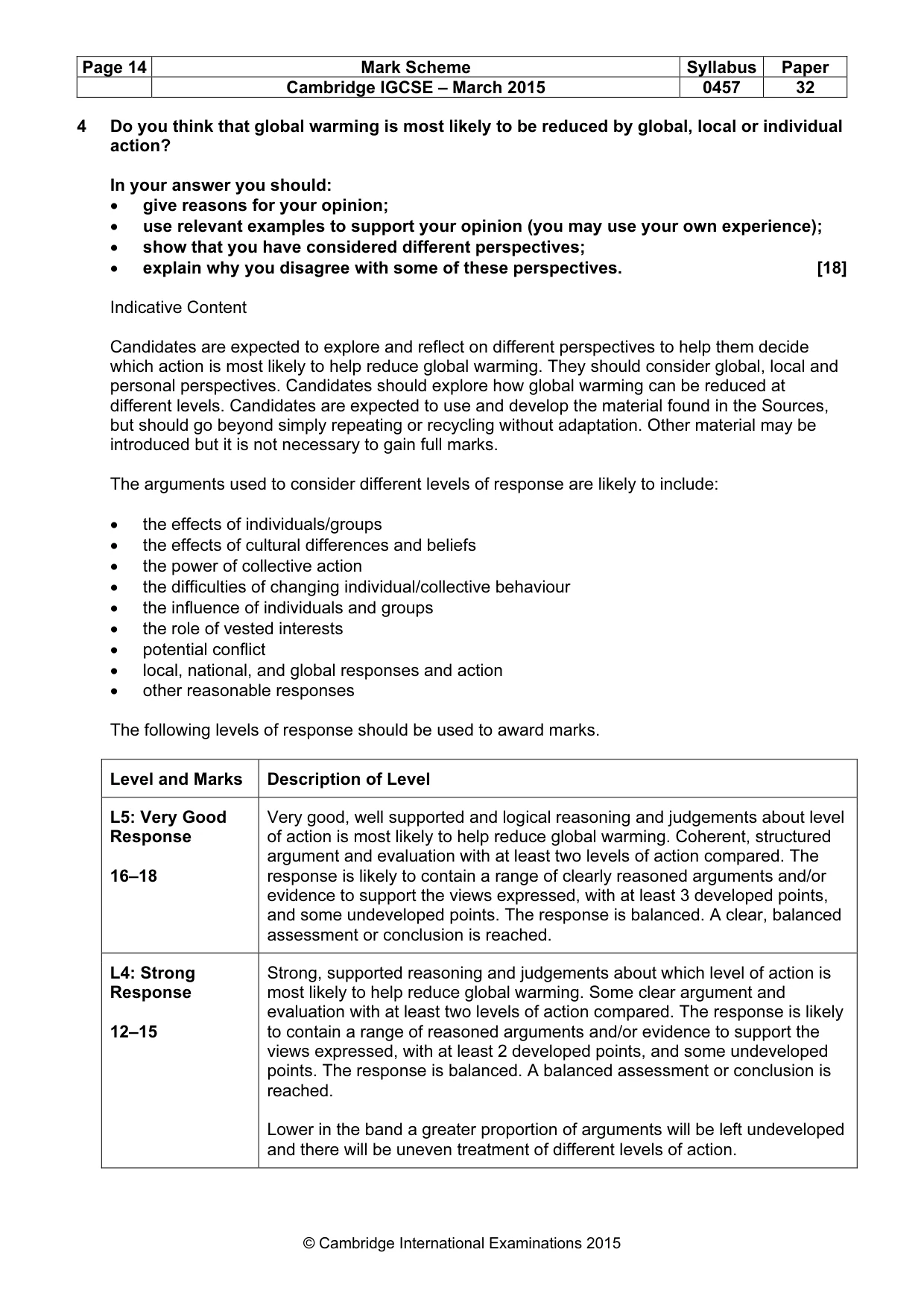 Mark scheme, page 14 of 15