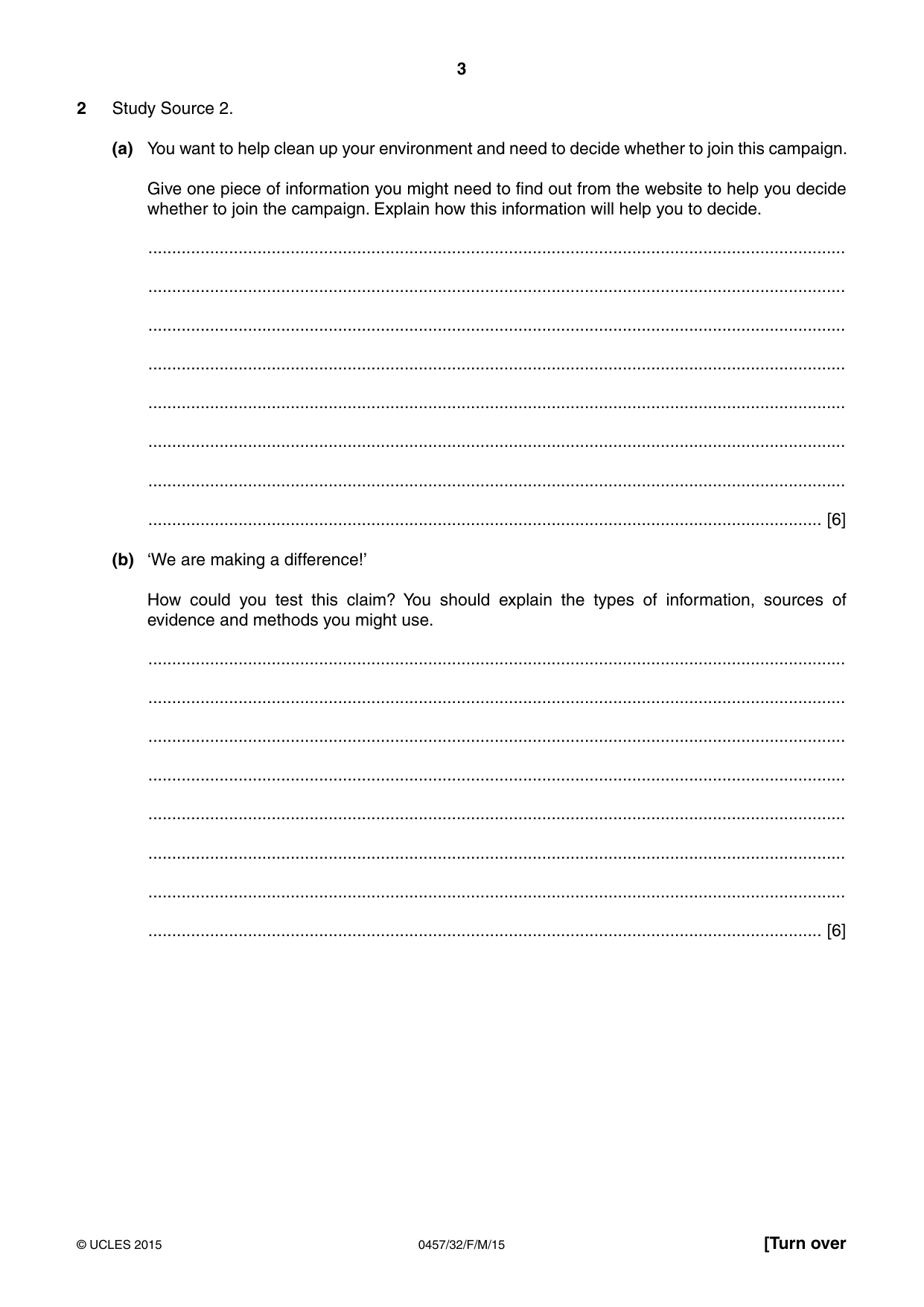 Cambridge IGCSE Global Perspectives 0457 2015 Feb/March Paper 3 · Variant 2 question paper, page 3 of 8