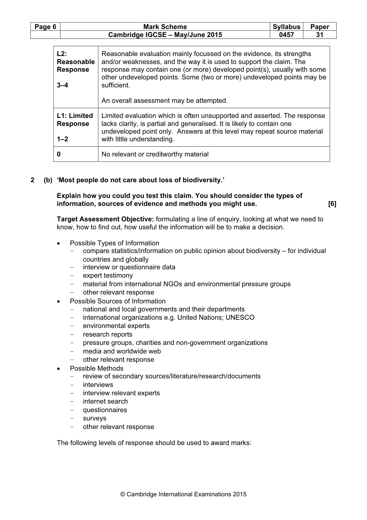 Mark scheme, page 6 of 12