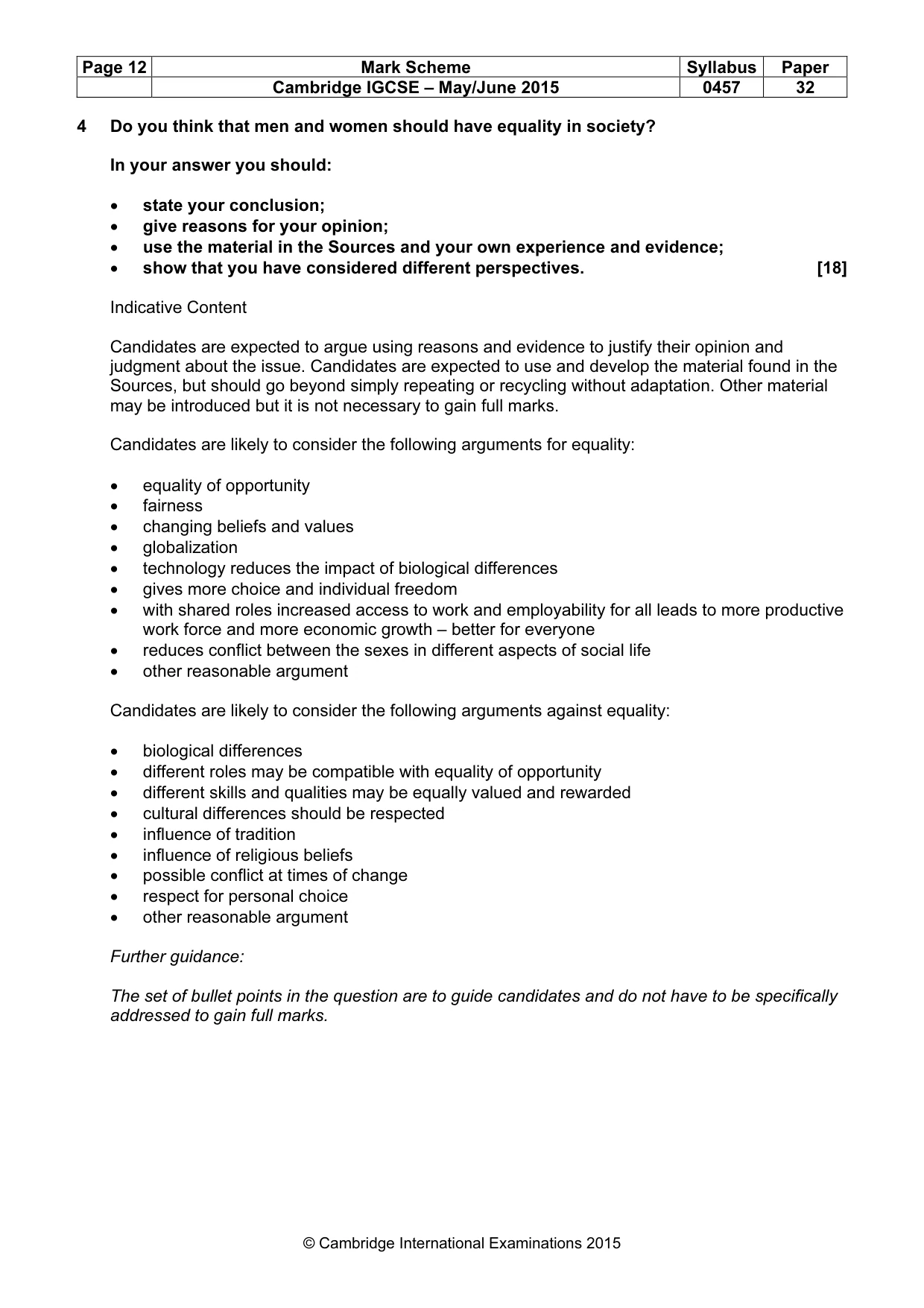 Mark scheme, page 12 of 13