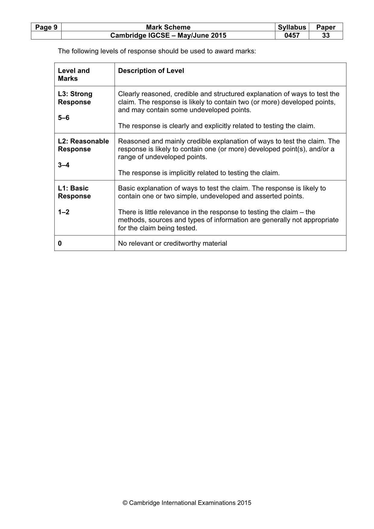 Mark scheme, page 9 of 15