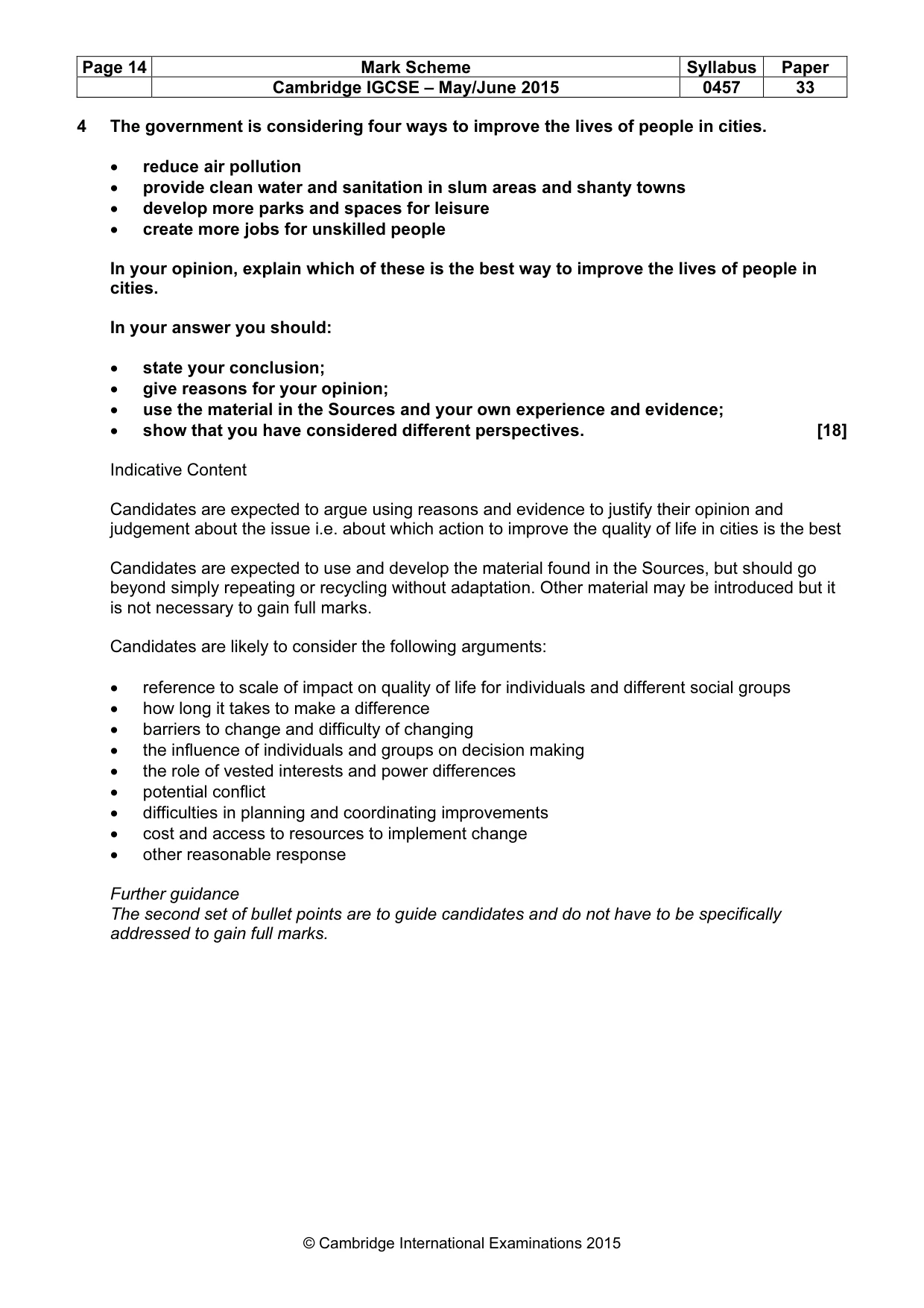 Mark scheme, page 14 of 15