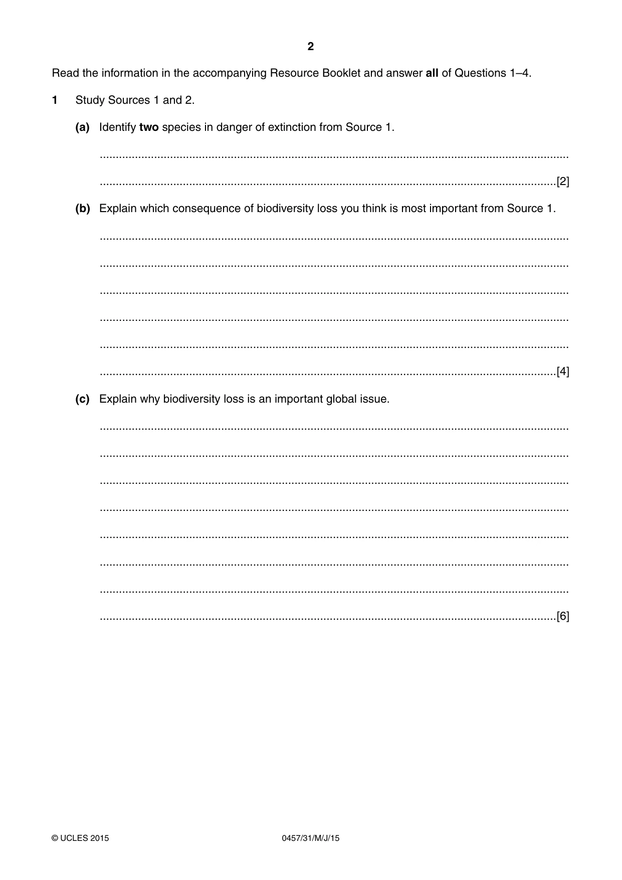 Cambridge IGCSE Global Perspectives 0457 2015 May/June Paper 3 · Variant 1 question paper, page 2 of 8