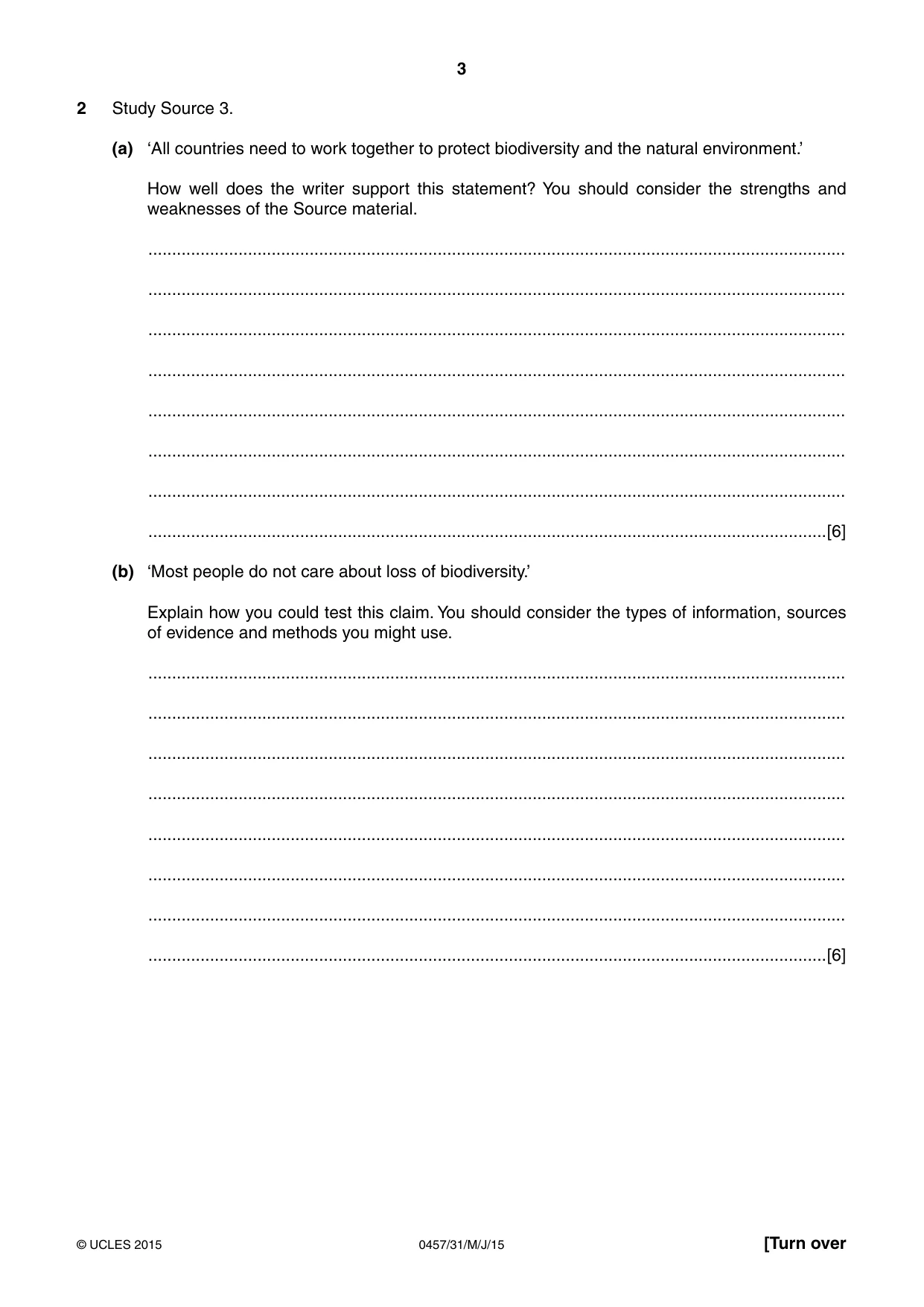Cambridge IGCSE Global Perspectives 0457 2015 May/June Paper 3 · Variant 1 question paper, page 3 of 8