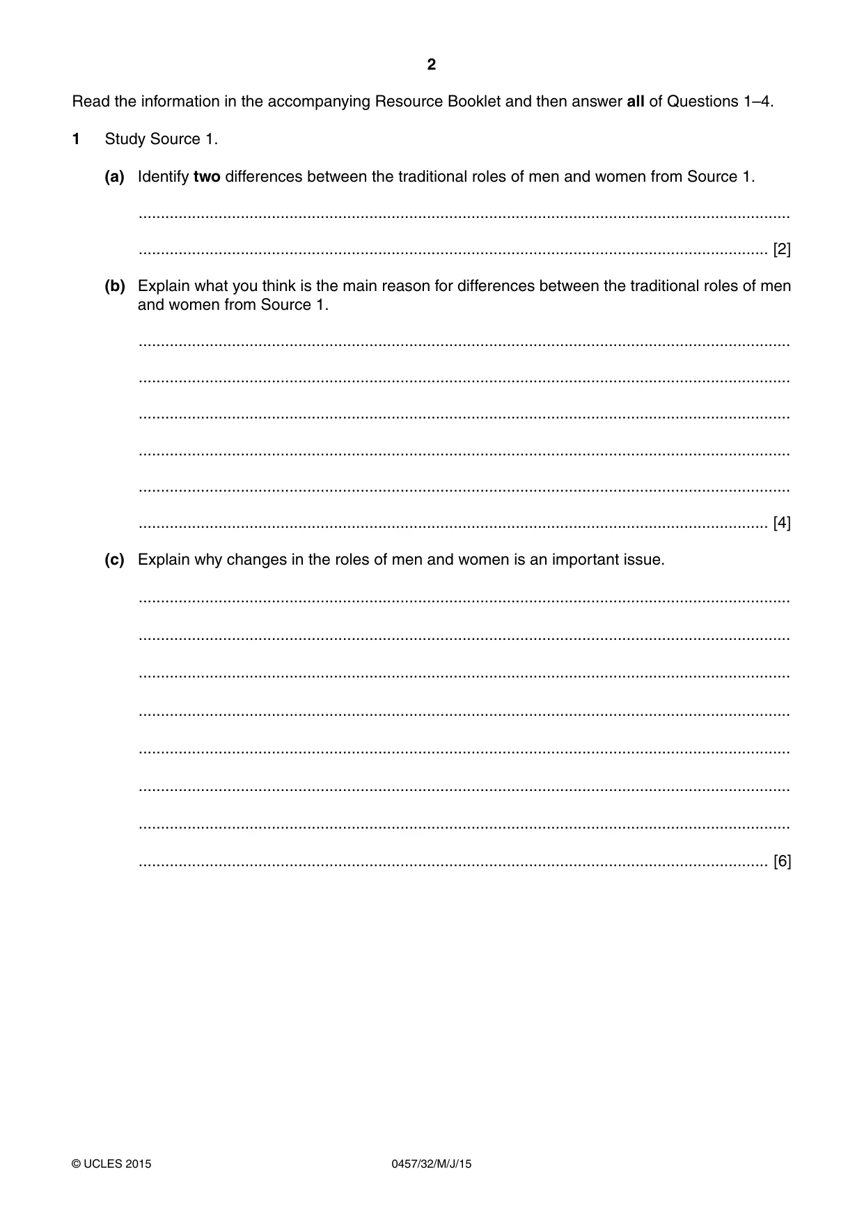 Cambridge IGCSE Global Perspectives 0457 2015 May/June Paper 3 · Variant 2 question paper, page 2 of 8