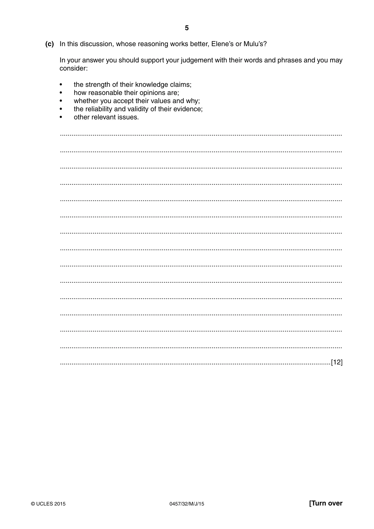 Cambridge IGCSE Global Perspectives 0457 2015 May/June Paper 3 · Variant 2 question paper, page 5 of 8