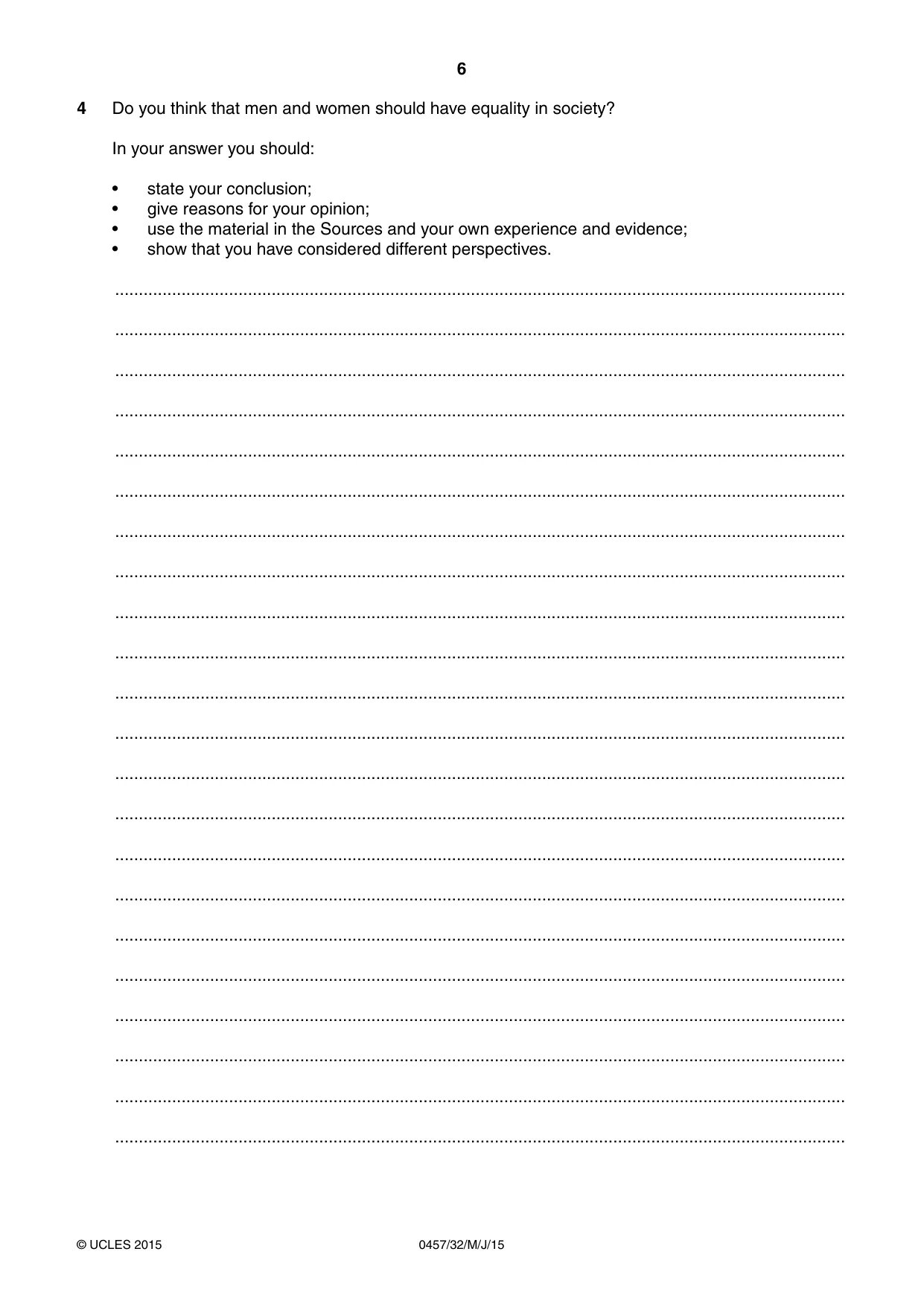 Cambridge IGCSE Global Perspectives 0457 2015 May/June Paper 3 · Variant 2 question paper, page 6 of 8