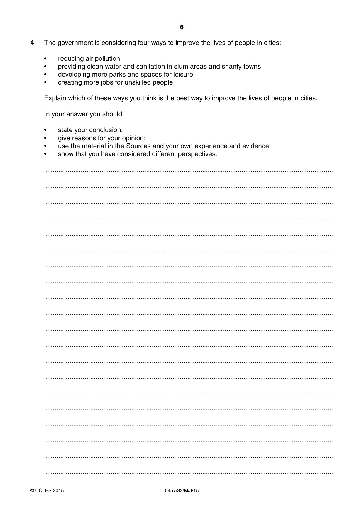 Cambridge IGCSE Global Perspectives 0457 2015 May/June Paper 3 · Variant 3 question paper, page 6 of 8