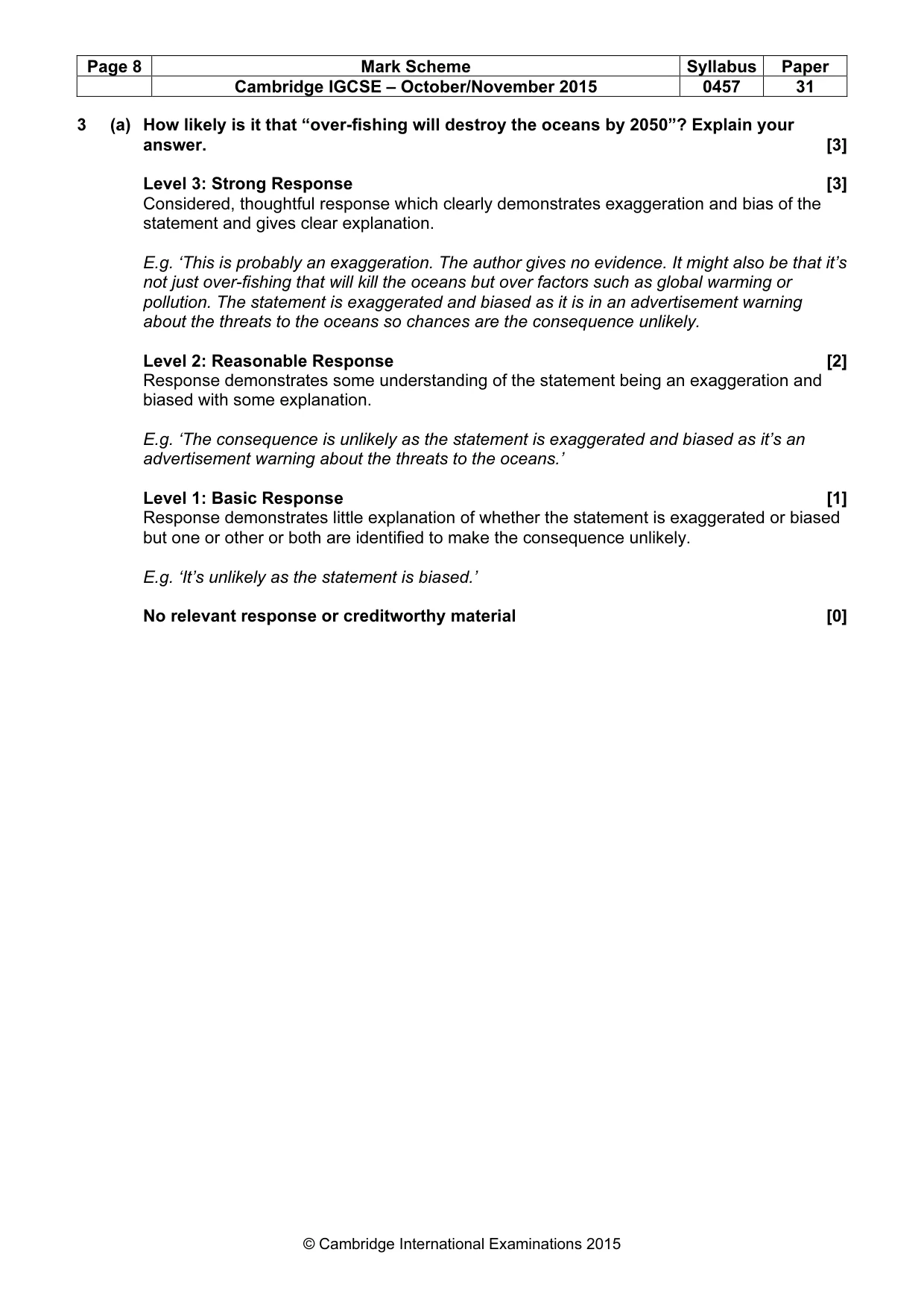 Mark scheme, page 8 of 13