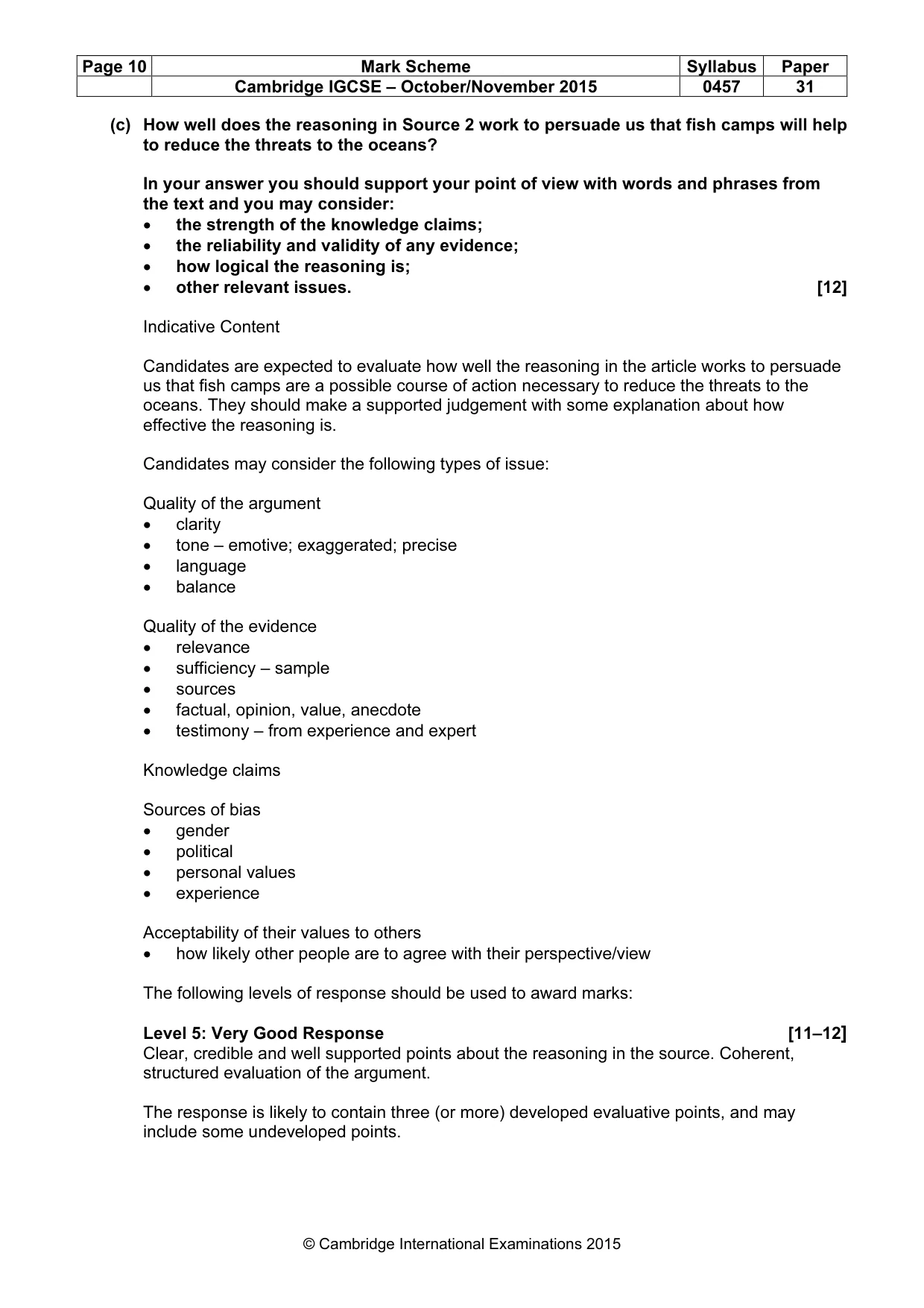 Mark scheme, page 10 of 13