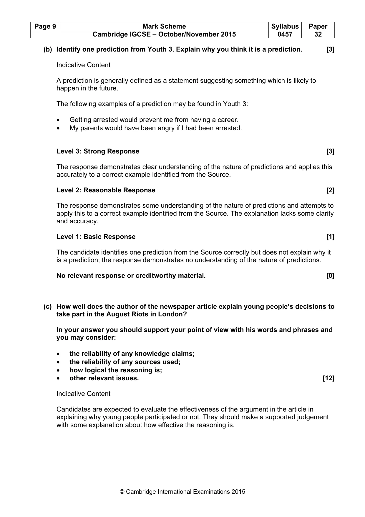 Mark scheme, page 9 of 13