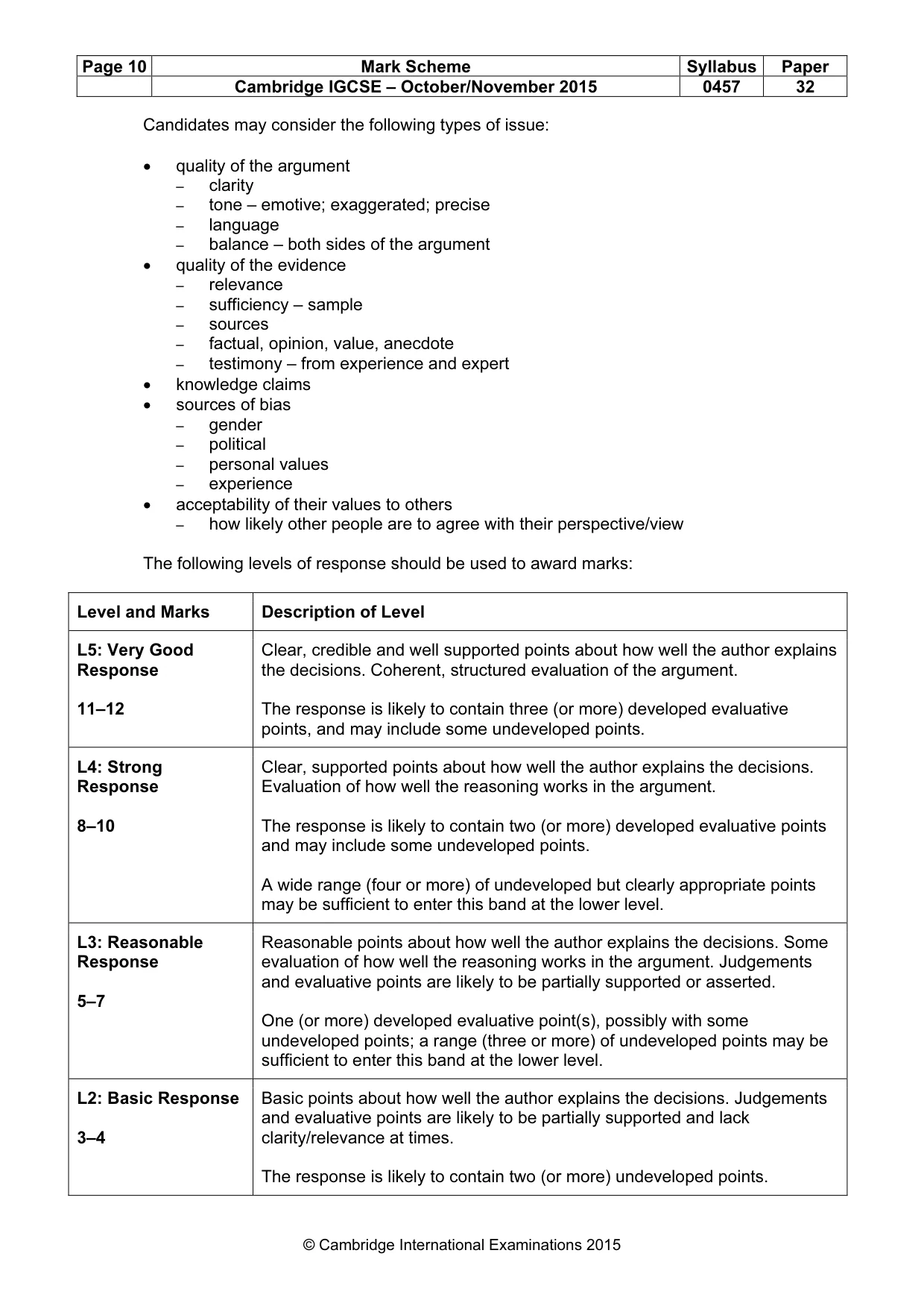 Mark scheme, page 10 of 13