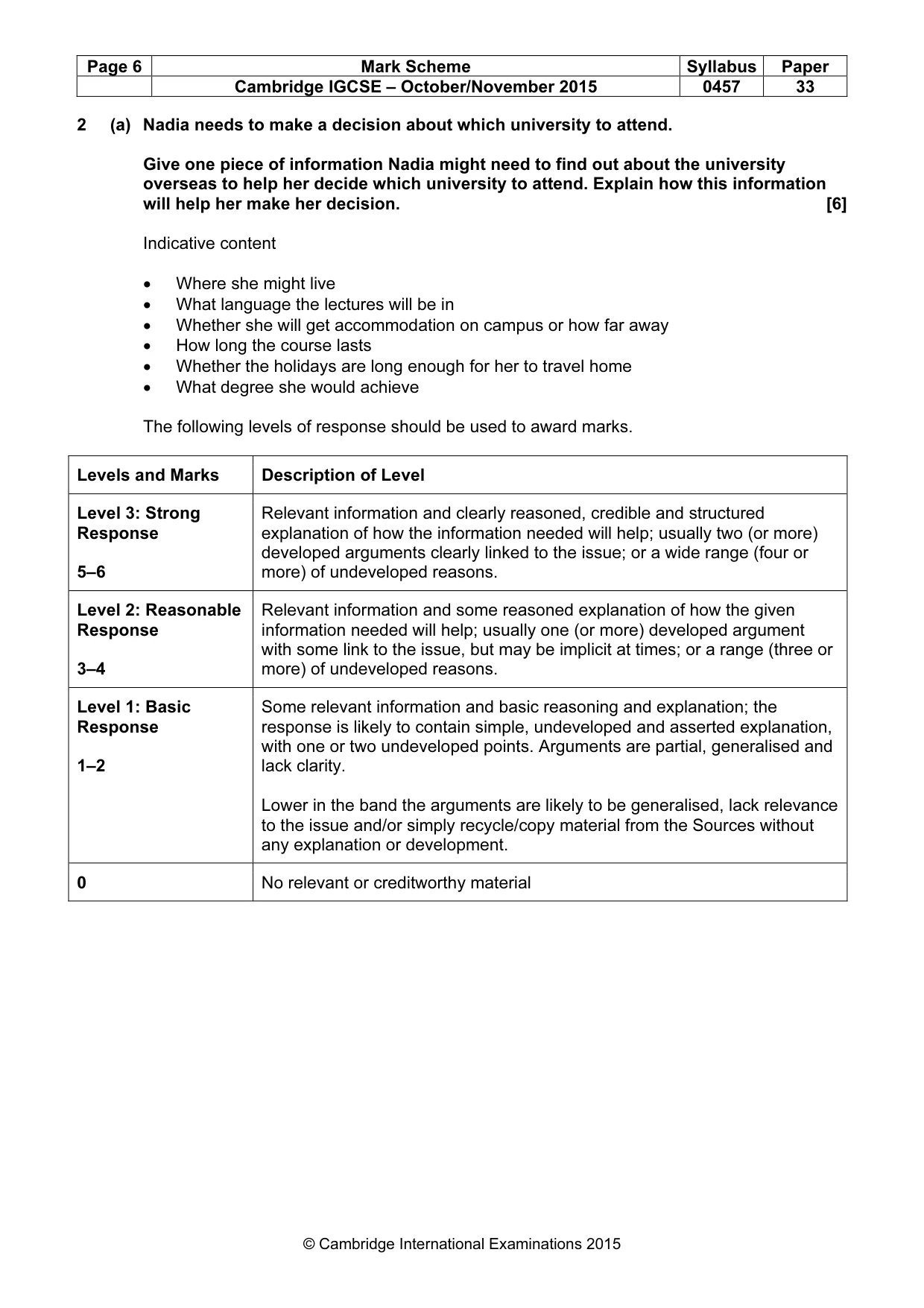Mark scheme, page 6 of 12