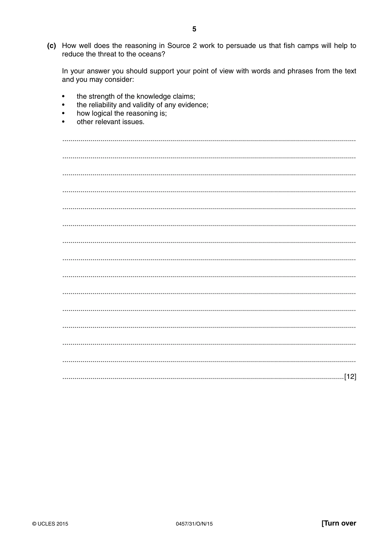 Cambridge IGCSE Global Perspectives 0457 2015 Oct/Nov Paper 3 · Variant 1 question paper, page 5 of 8