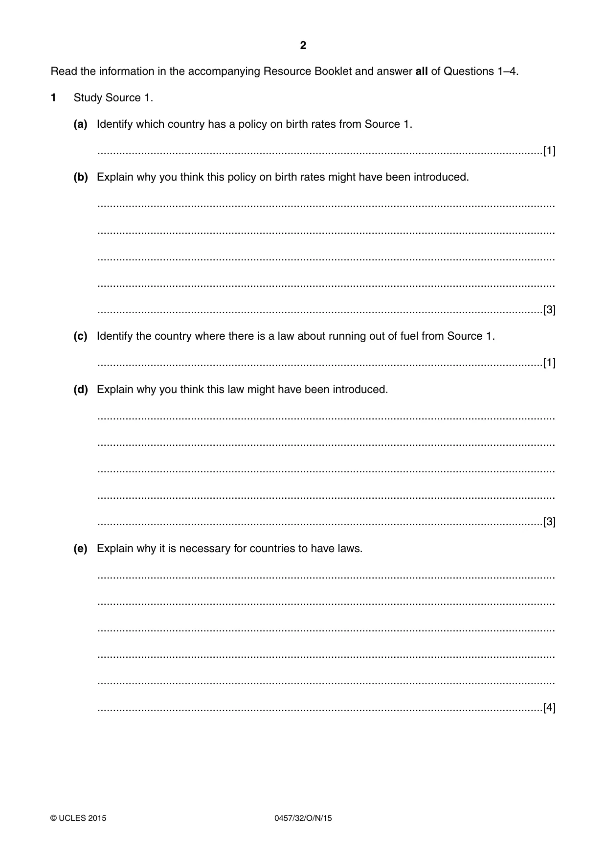 Cambridge IGCSE Global Perspectives 0457 2015 Oct/Nov Paper 3 · Variant 2 question paper, page 2 of 8