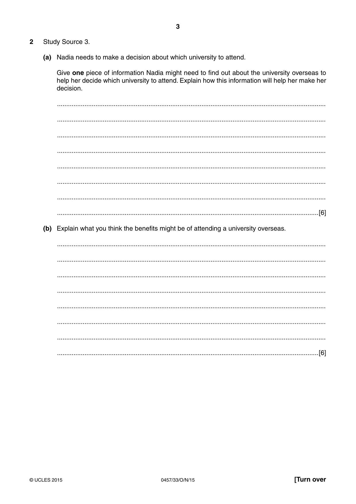 Cambridge IGCSE Global Perspectives 0457 2015 Oct/Nov Paper 3 · Variant 3 question paper, page 3 of 8