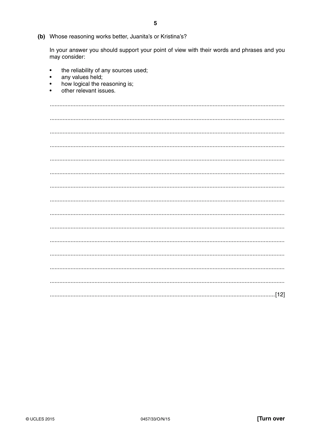Cambridge IGCSE Global Perspectives 0457 2015 Oct/Nov Paper 3 · Variant 3 question paper, page 5 of 8
