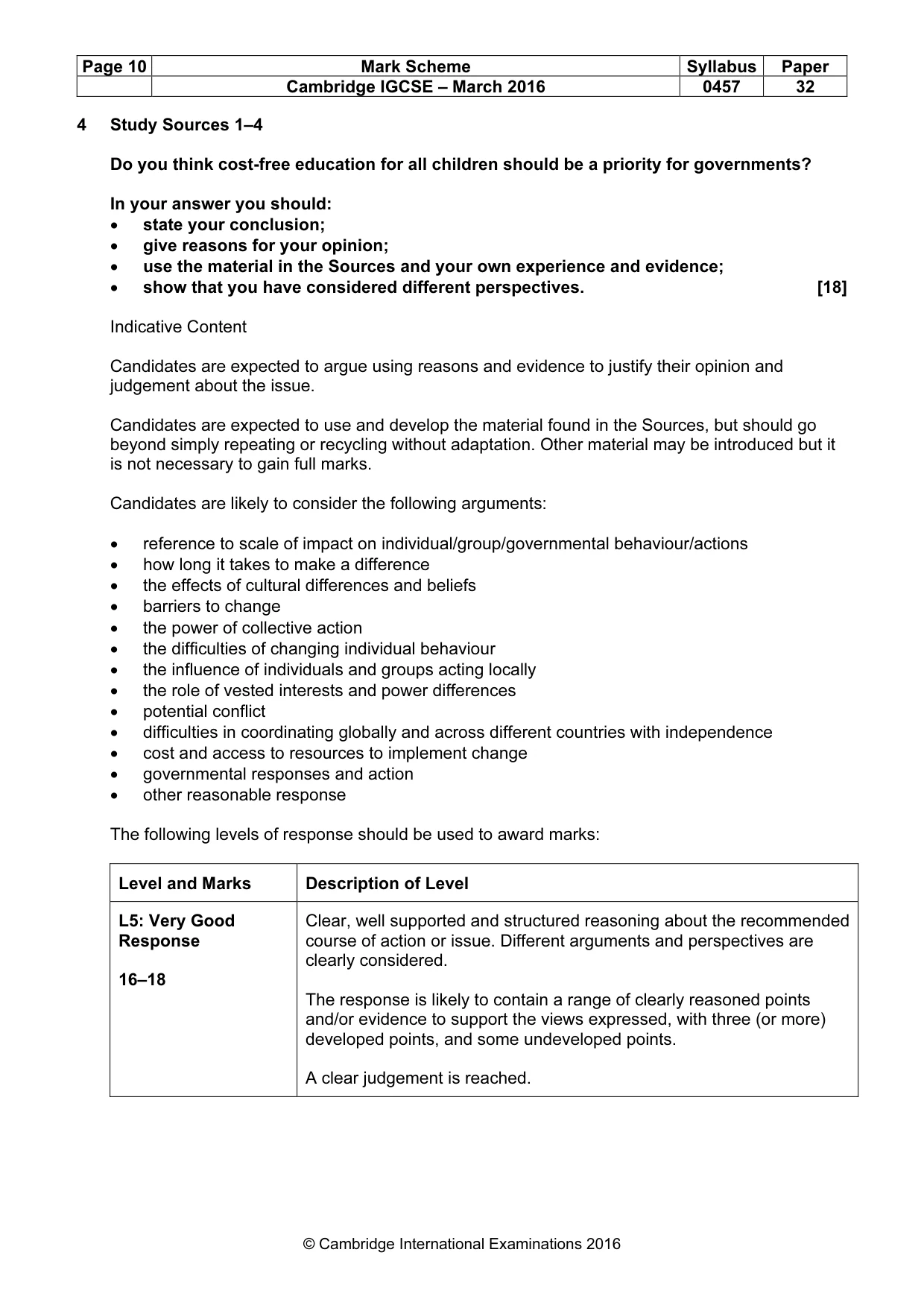 Mark scheme, page 10 of 11