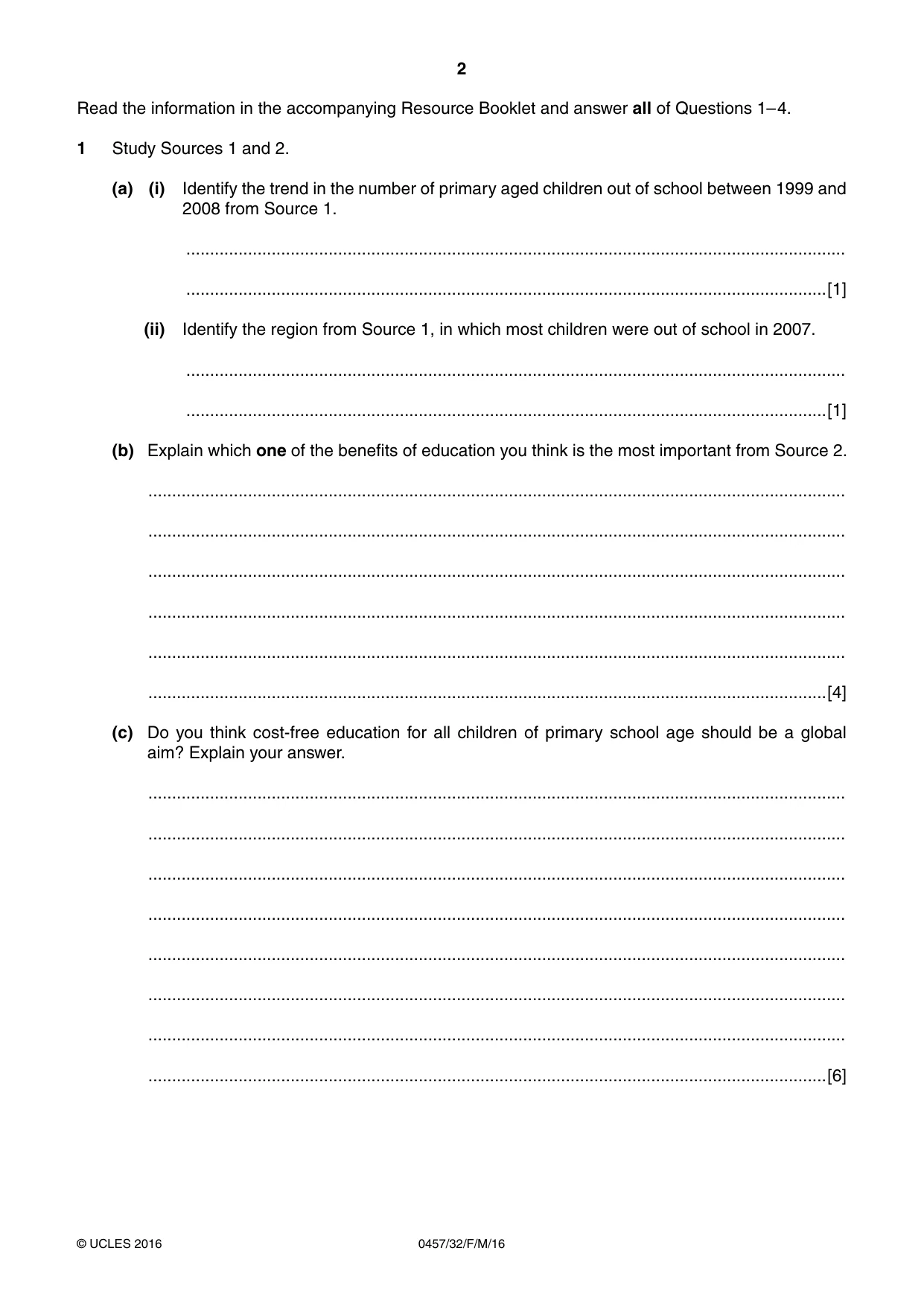 Cambridge IGCSE Global Perspectives 0457 2016 Feb/March Paper 3 · Variant 2 question paper, page 2 of 8
