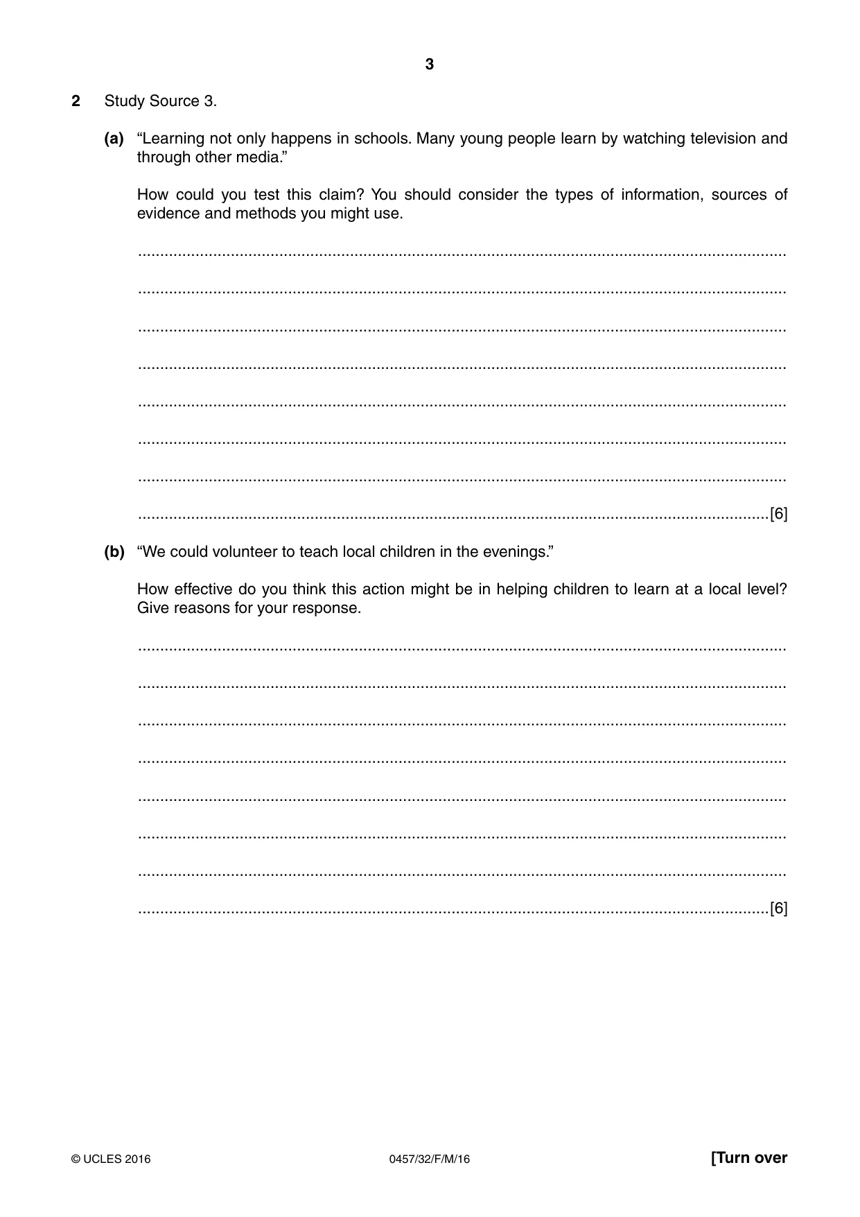 Cambridge IGCSE Global Perspectives 0457 2016 Feb/March Paper 3 · Variant 2 question paper, page 3 of 8