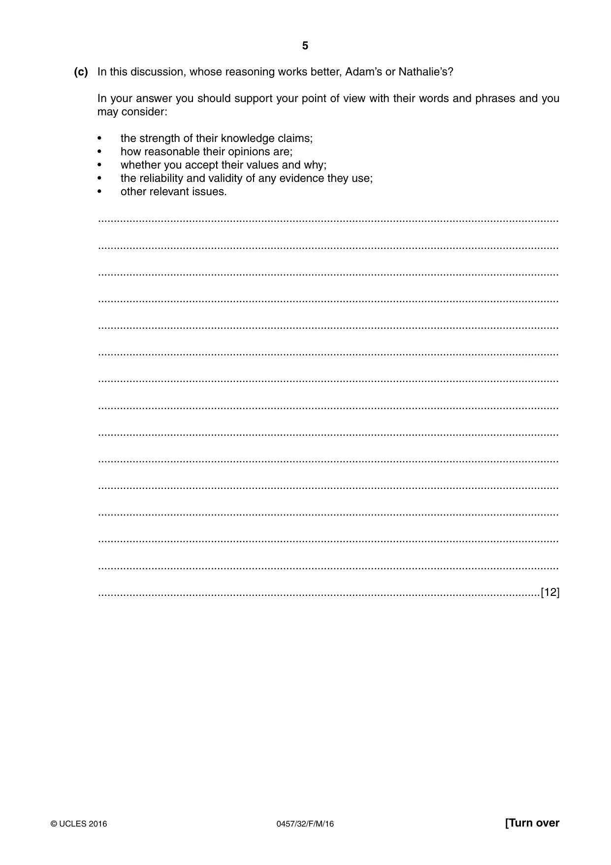 Cambridge IGCSE Global Perspectives 0457 2016 Feb/March Paper 3 · Variant 2 question paper, page 5 of 8