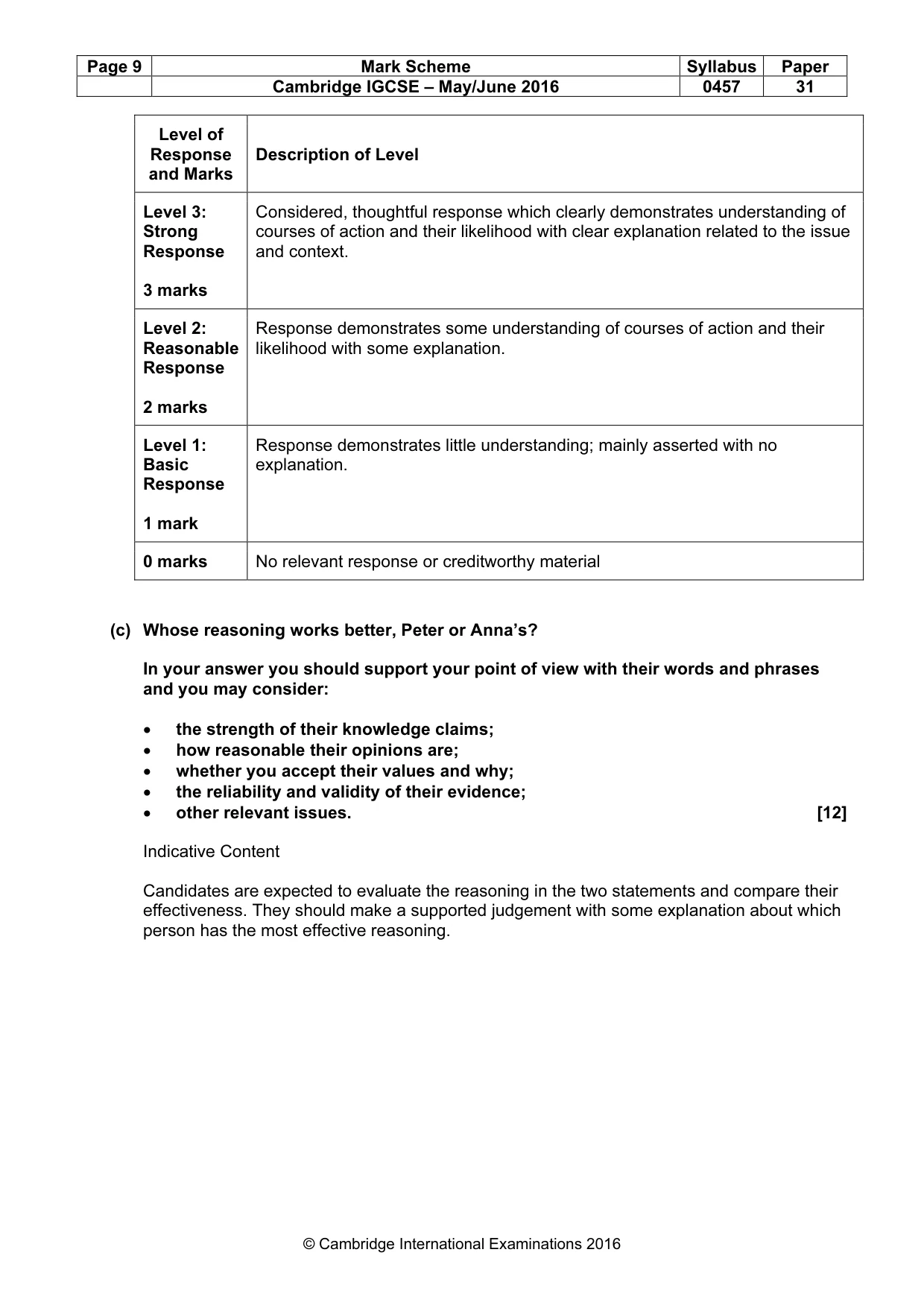 Mark scheme, page 9 of 13