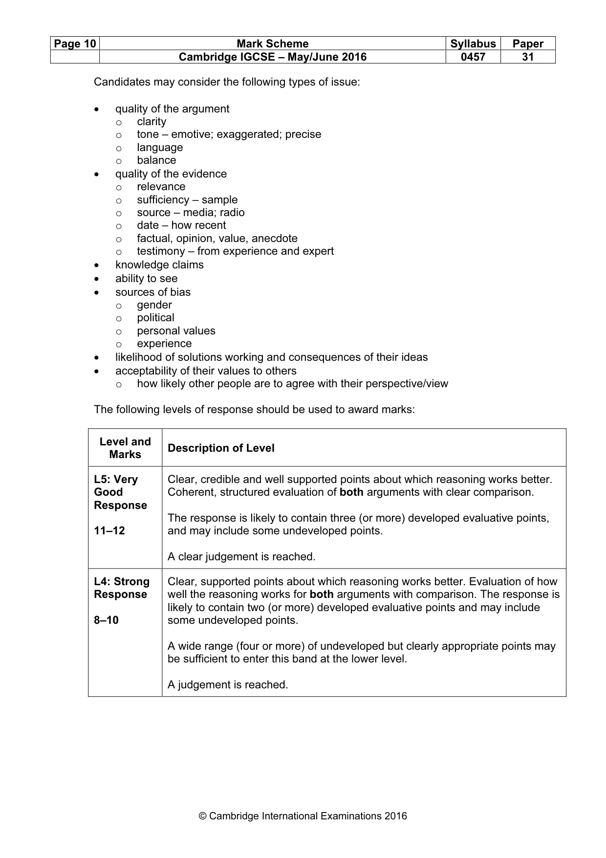 Mark scheme, page 10 of 13