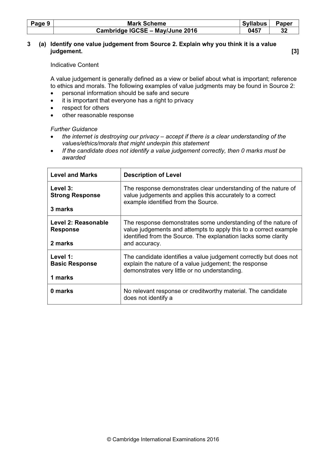 Mark scheme, page 9 of 14
