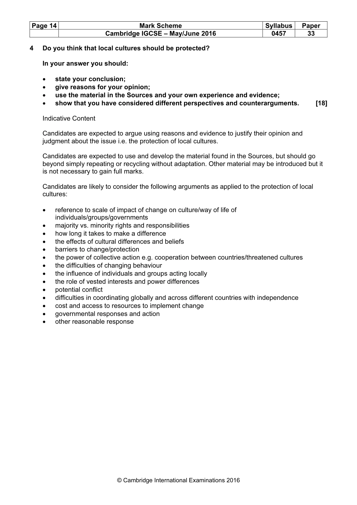 Mark scheme, page 14 of 15