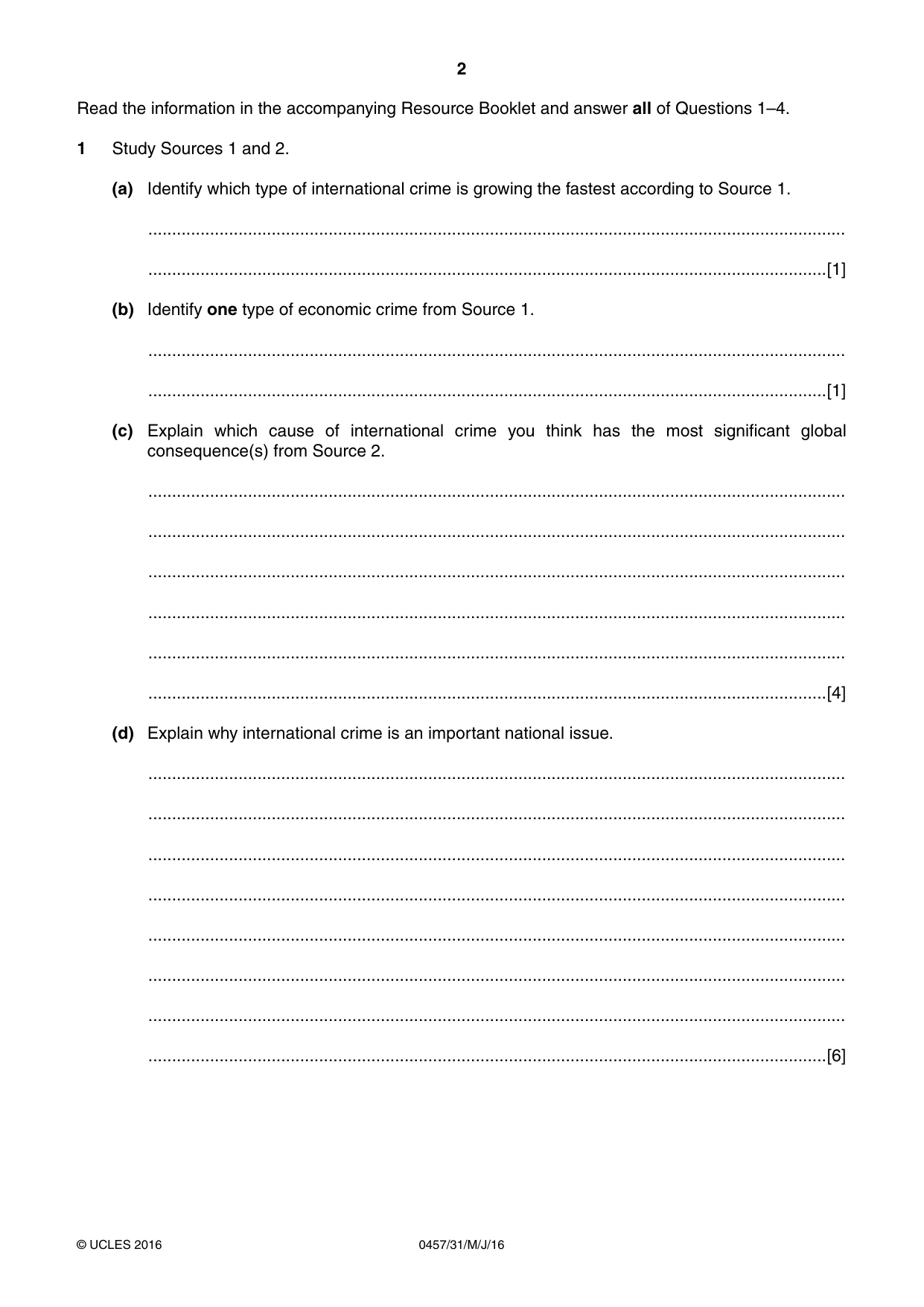 Cambridge IGCSE Global Perspectives 0457 2016 May/June Paper 3 · Variant 1 question paper, page 2 of 8